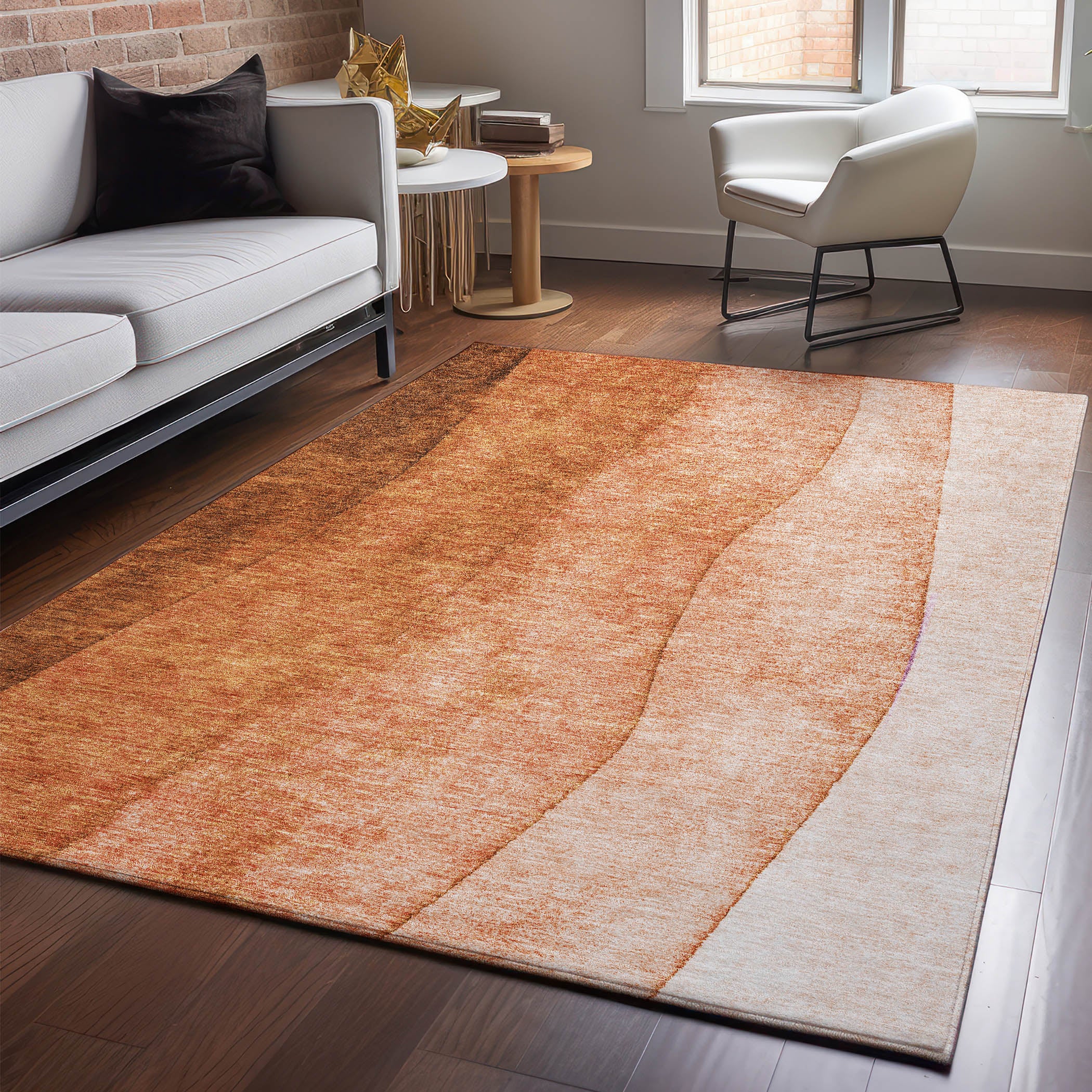 Lucerne Machine Washable Transitional Paprika Orange Rug 2'6" x 3'10" #shape_Rectangle