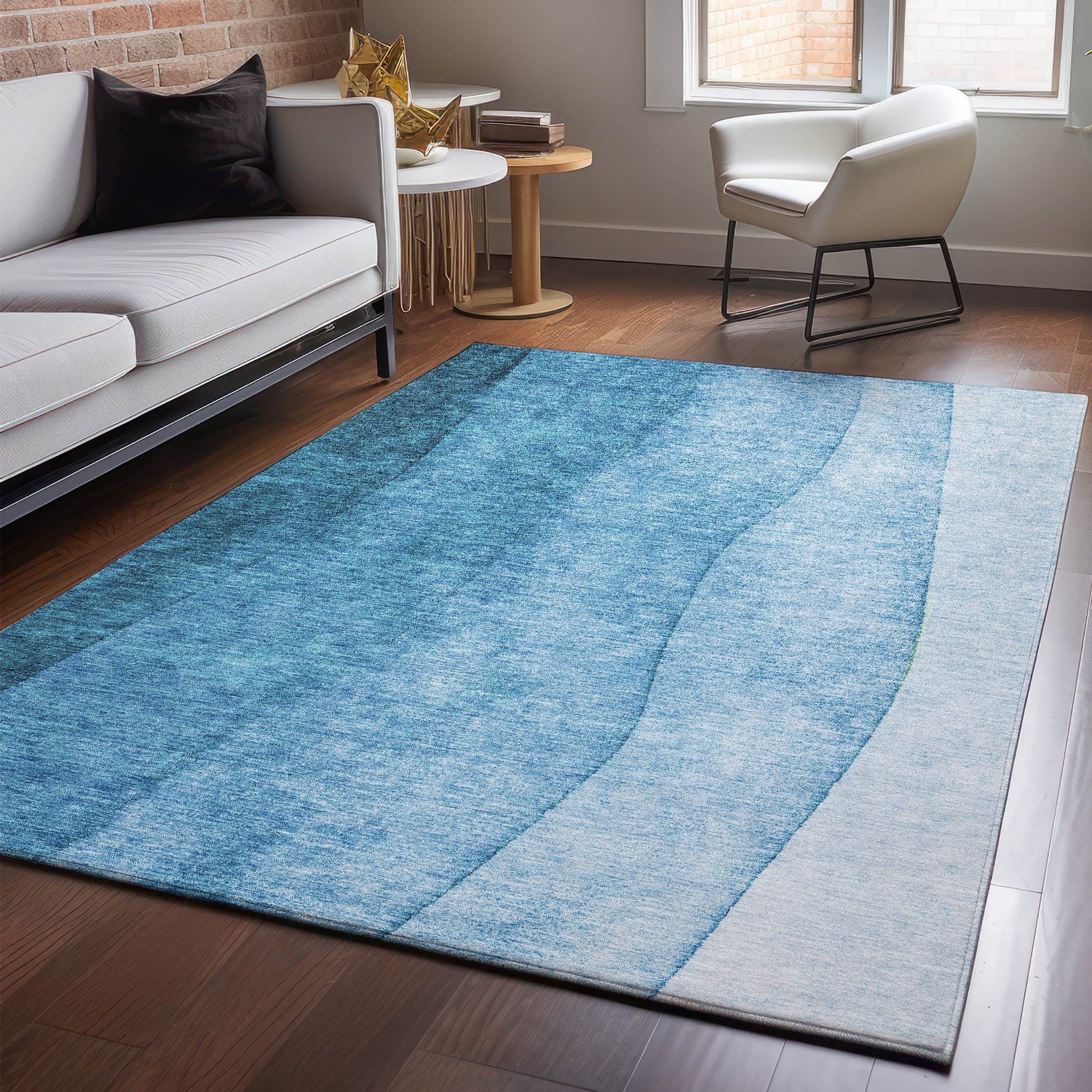 Lucerne Machine Washable Transitional Teal Rug 2'6" x 3'10" #shape_Rectangle