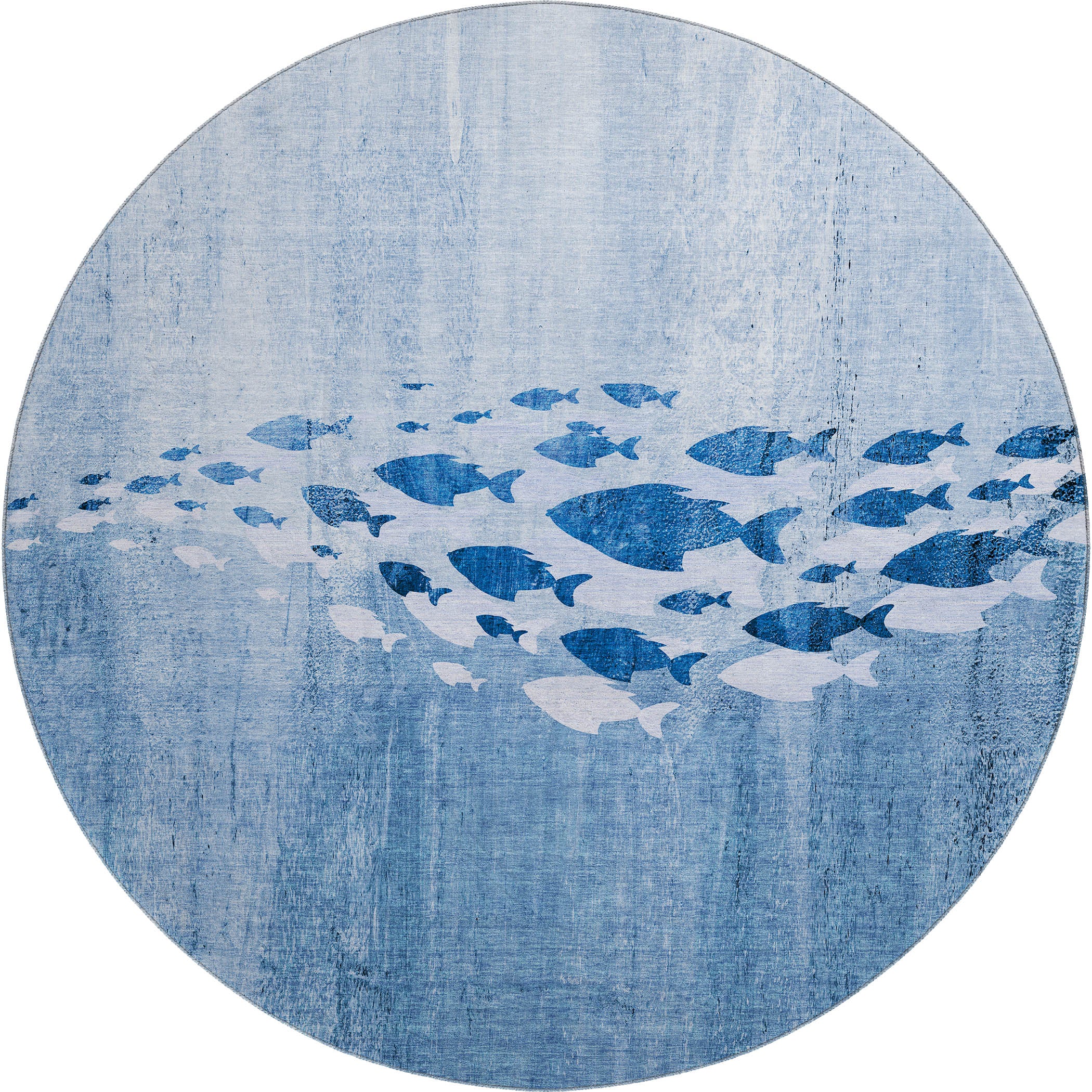 Athens Machine Washable Transitional Blue Rug 8' x 8' #shape_Round