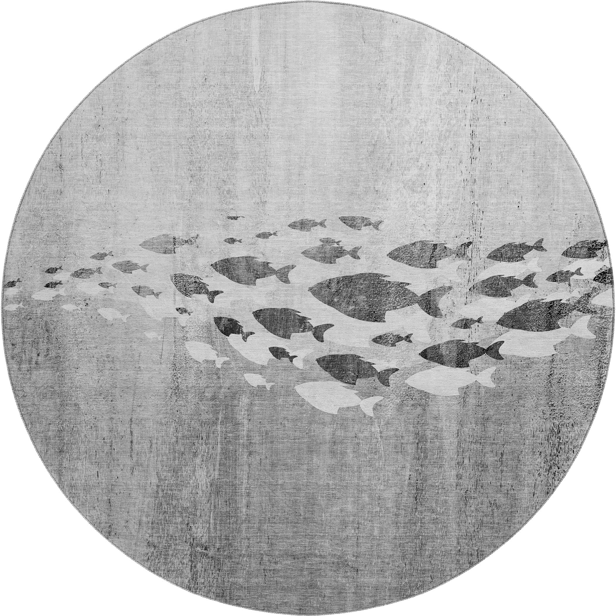 Athens Machine Washable Transitional Gray Rug 8' x 8' #shape_Round