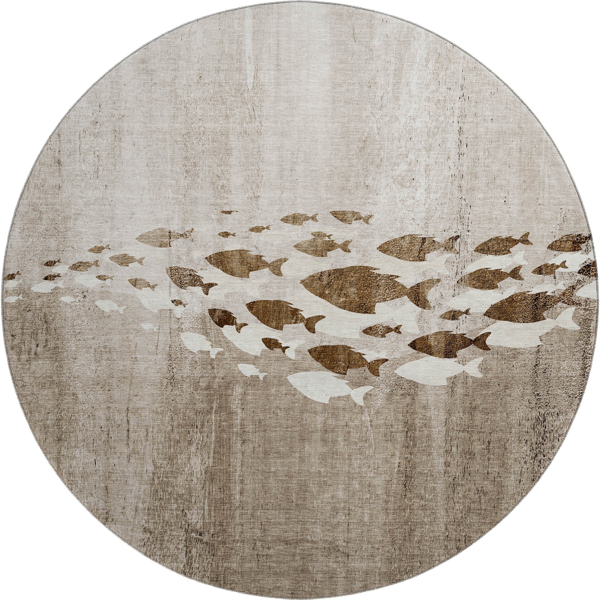 Athens Machine Washable Transitional Taupe Brown Rug 8' x 8' #shape_Round