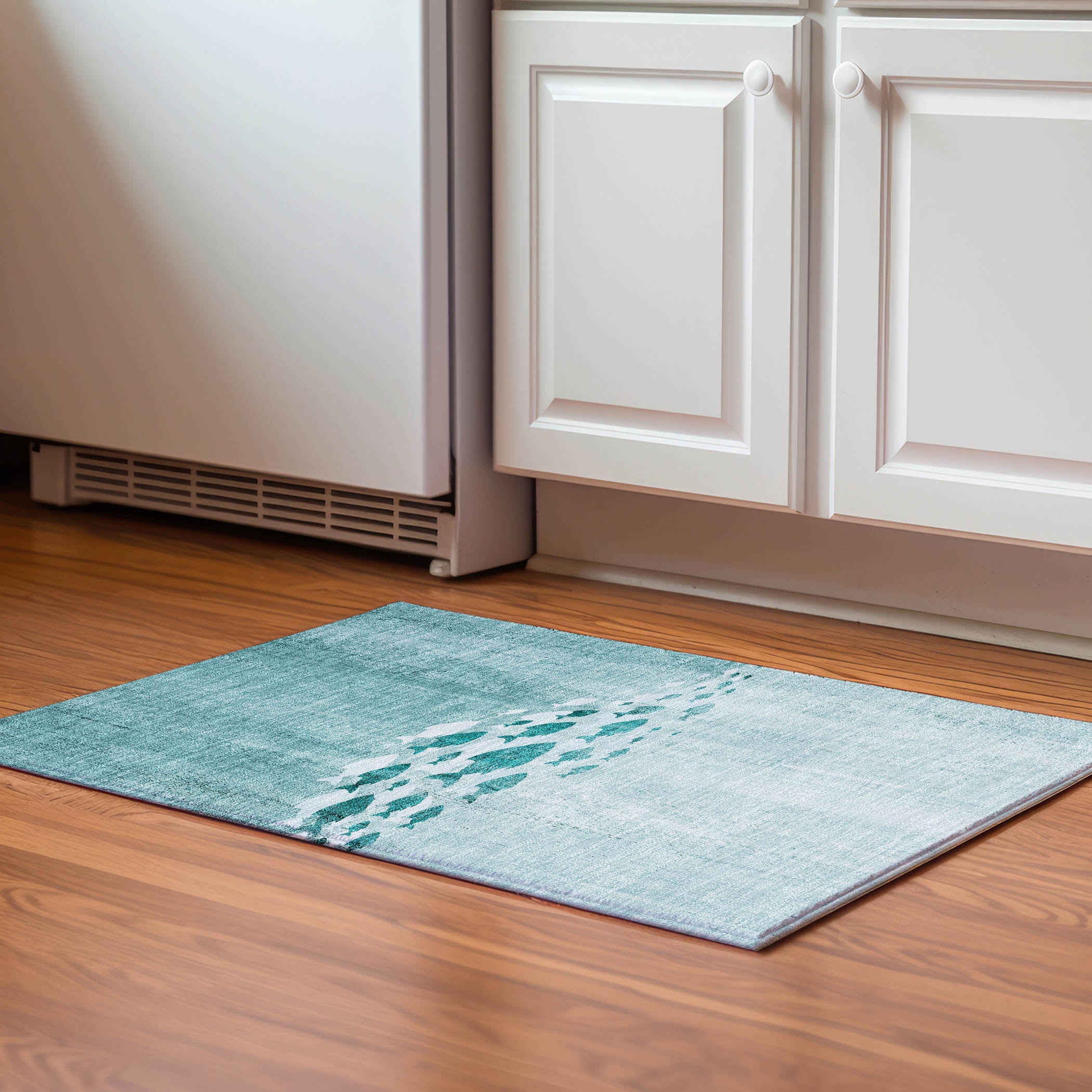 Athens Machine Washable Transitional Teal Rug 1'8" x 2'6" #shape_Rectangle