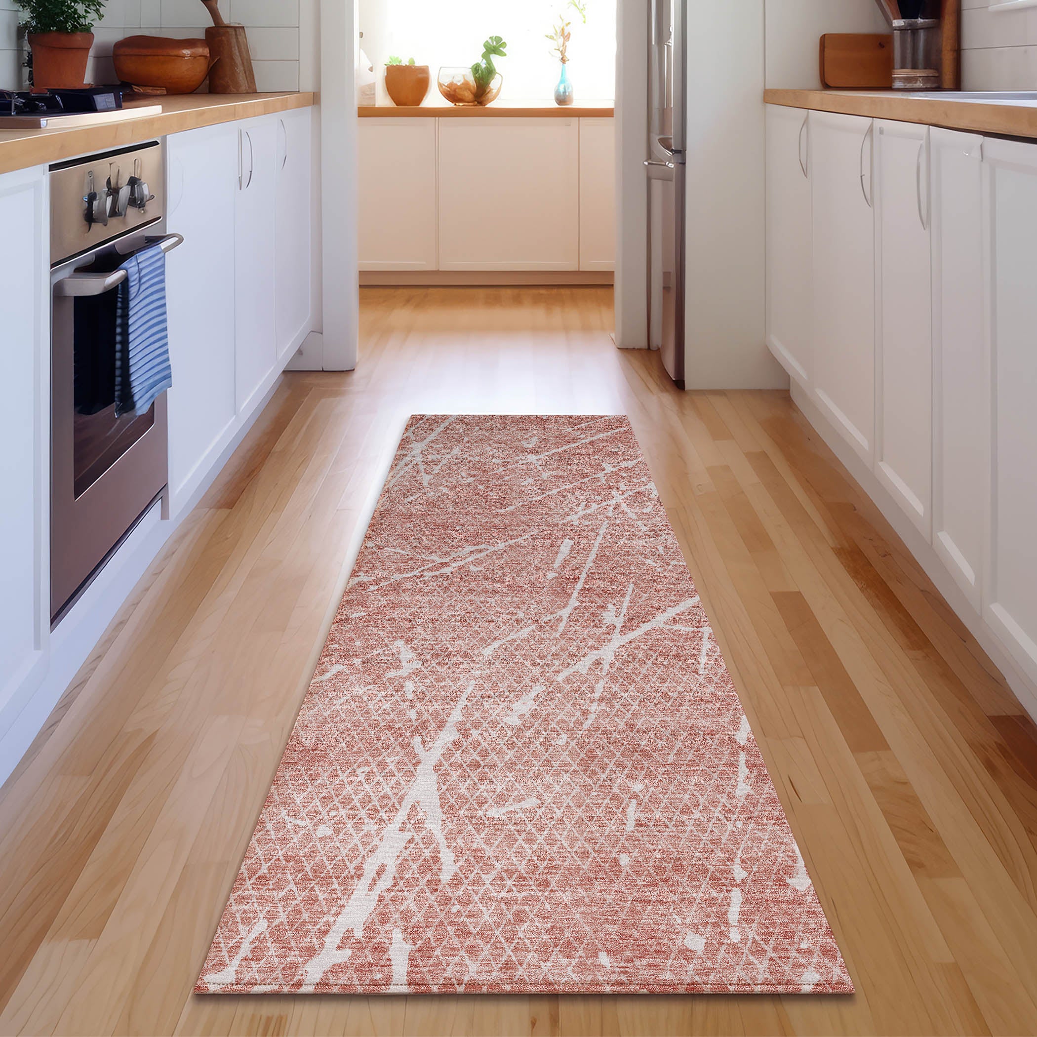 Luang Prabang Machine Washable Transitional Blush Pink Rug 2'3" x 7'6" #shape_Runner