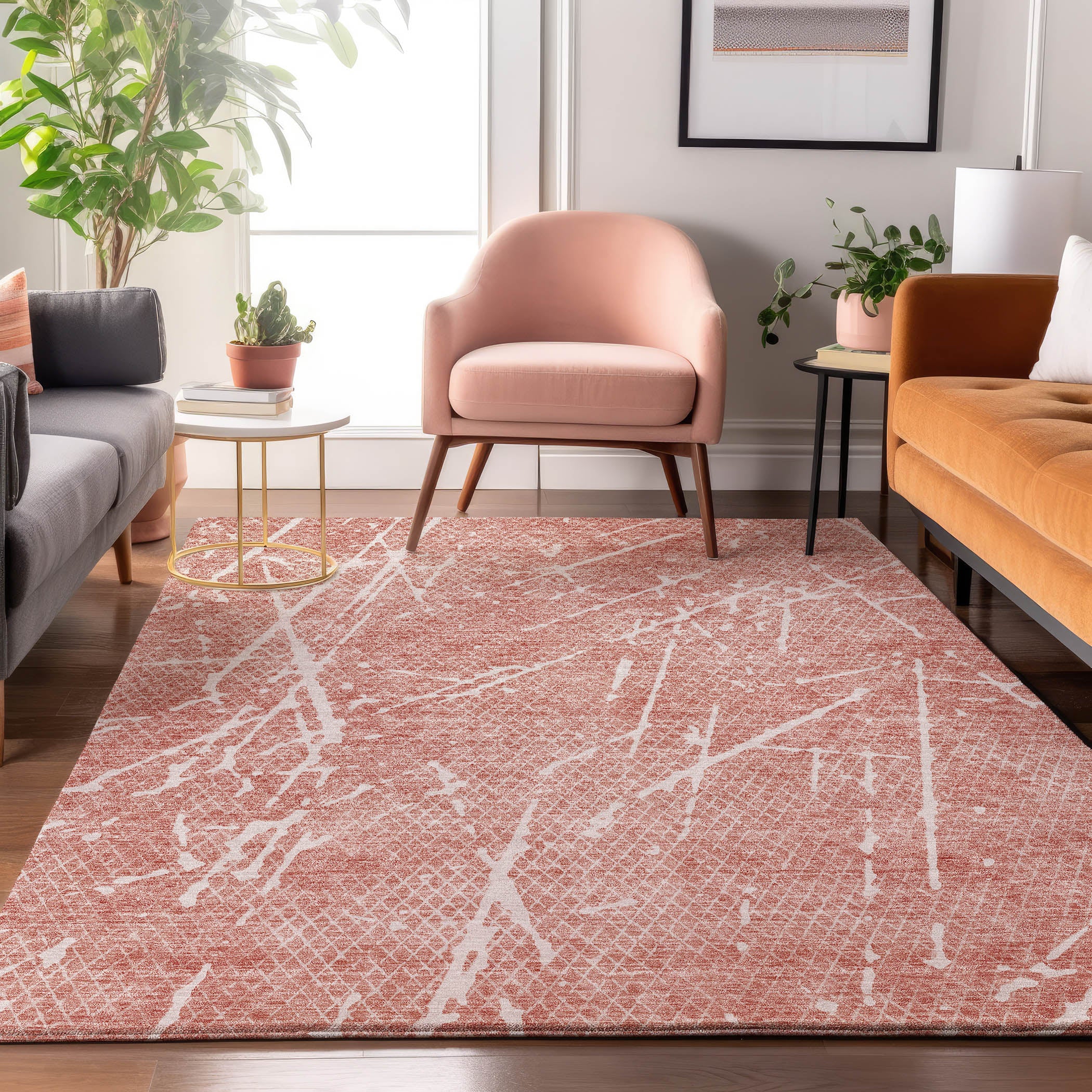 Luang Prabang Machine Washable Transitional Blush Pink Rug 2'6" x 3'10" #shape_Rectangle