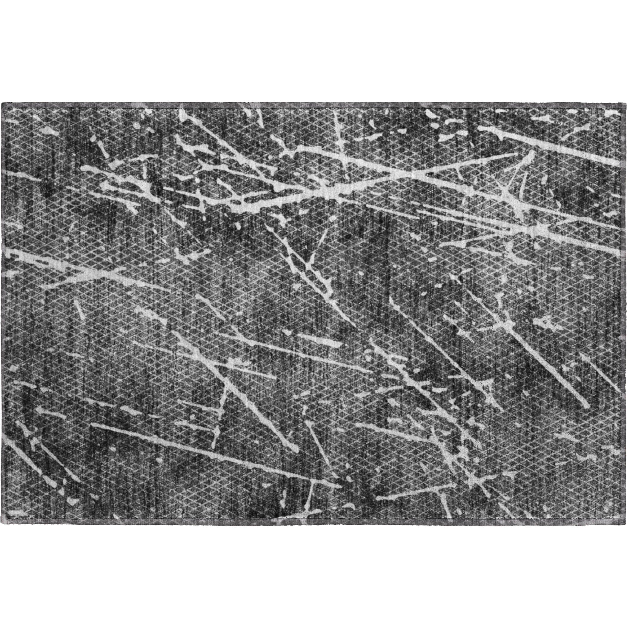 Luang Prabang Machine Washable Transitional Charcoal Gray Rug 1'8" x 2'6" #shape_Rectangle