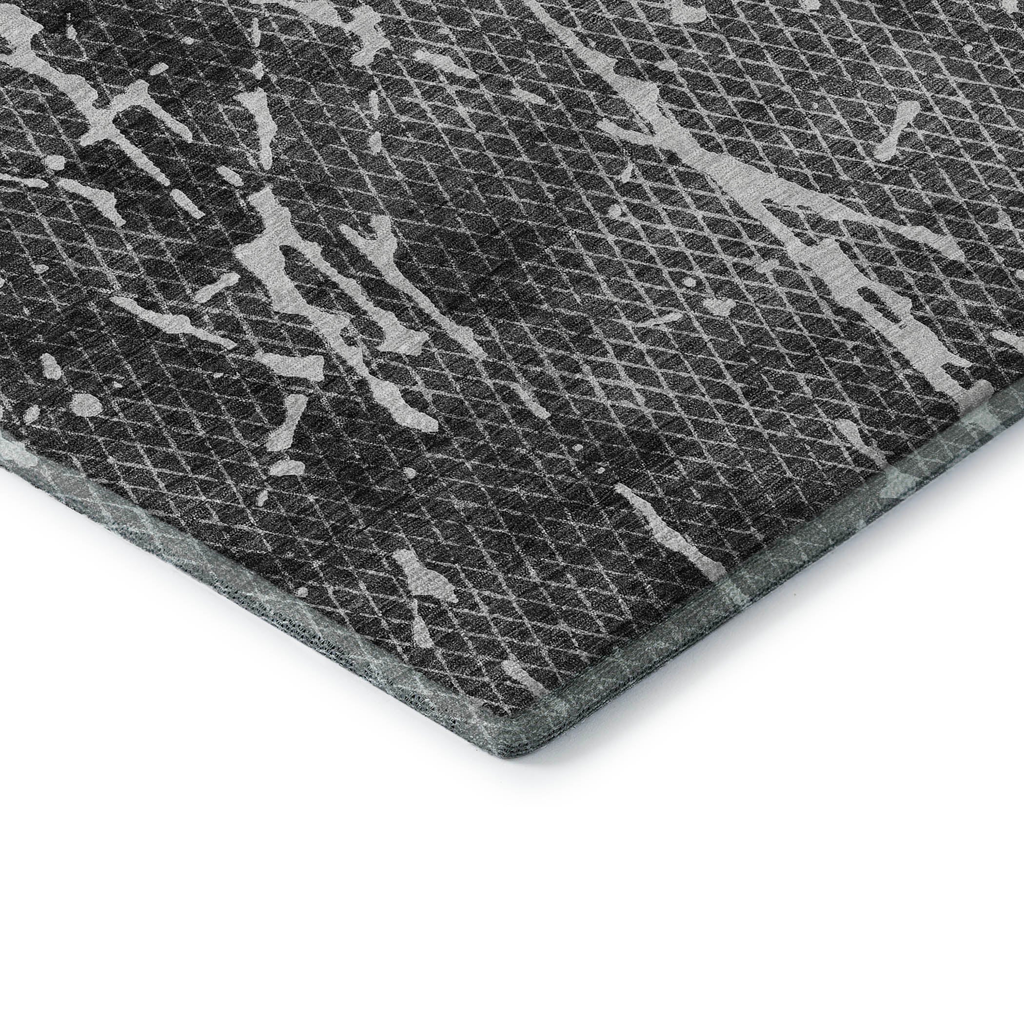 Luang Prabang Machine Washable Transitional Charcoal Gray Rug 1'8" x 2'6" #shape_Rectangle