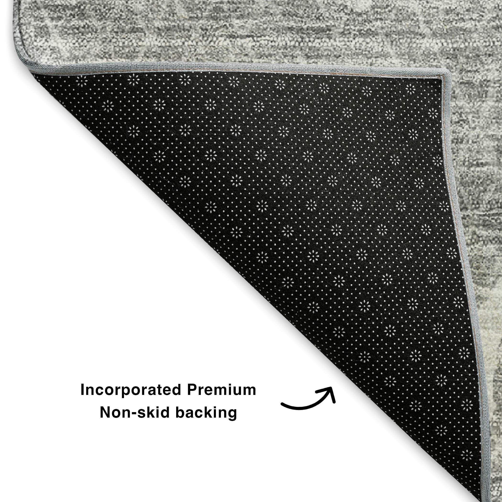 Luang Prabang Machine Washable Transitional Gray Rug 1'8" x 2'6" #shape_Rectangle