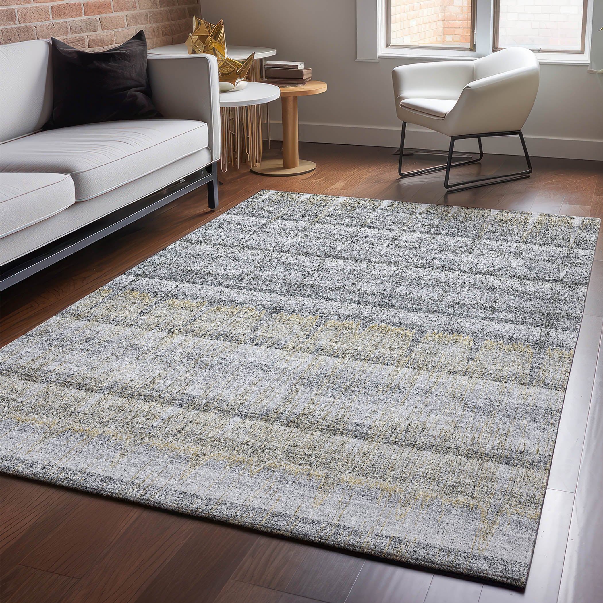Kotor Machine Washable Transitional Gray Rug 2'6" x 3'10" #shape_Rectangle