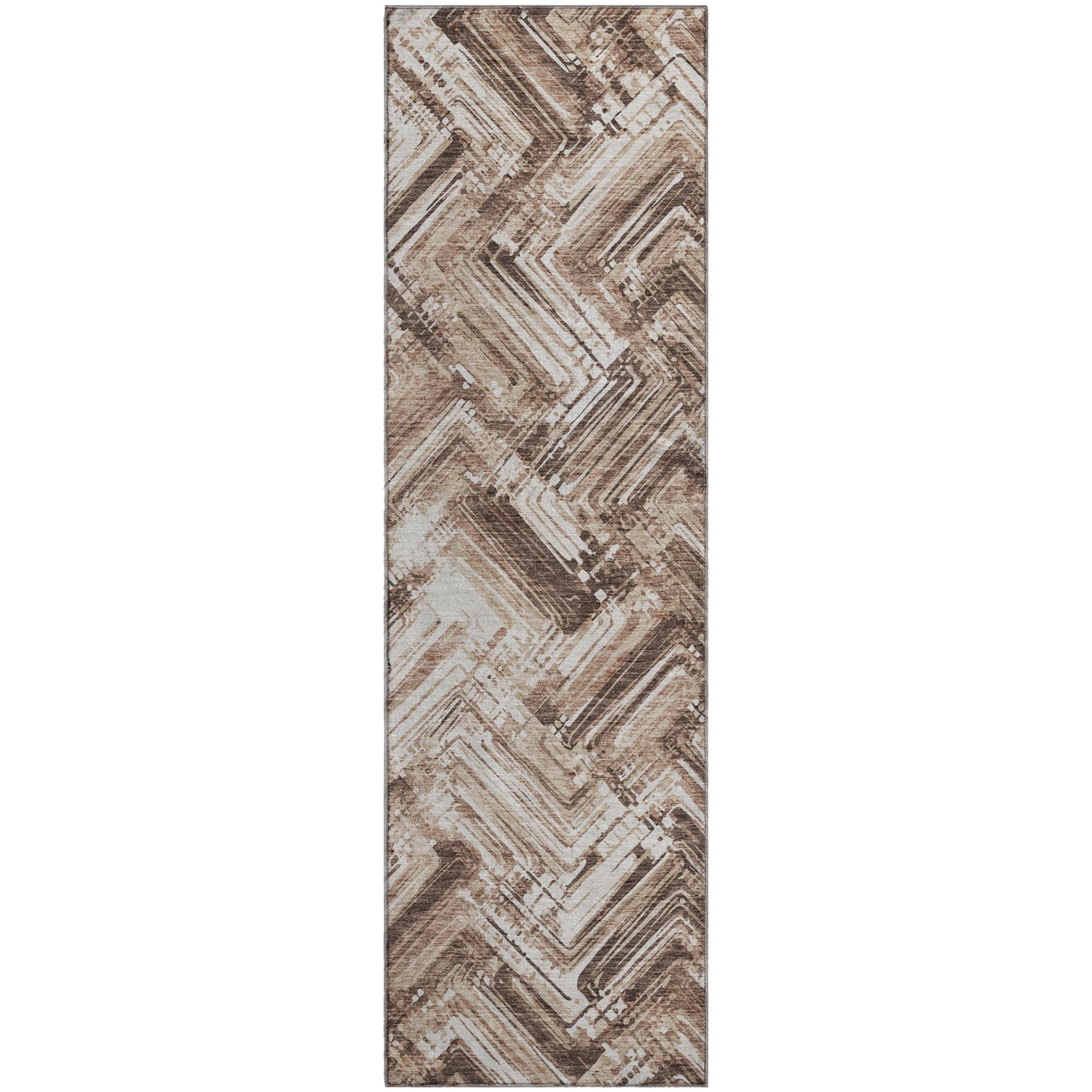 Istanbul Machine Washable Transitional Brown Rug 2'3" x 7'6" #shape_Runner