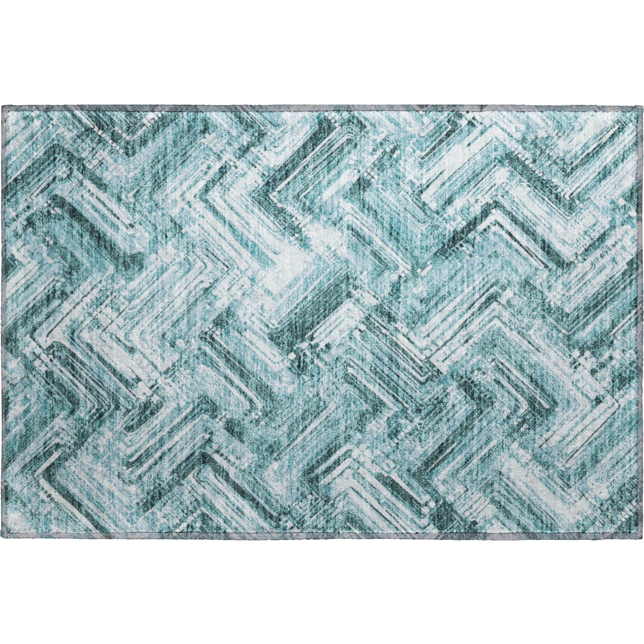 Istanbul Machine Washable Transitional Teal Rug 1'8" x 2'6" #shape_Rectangle