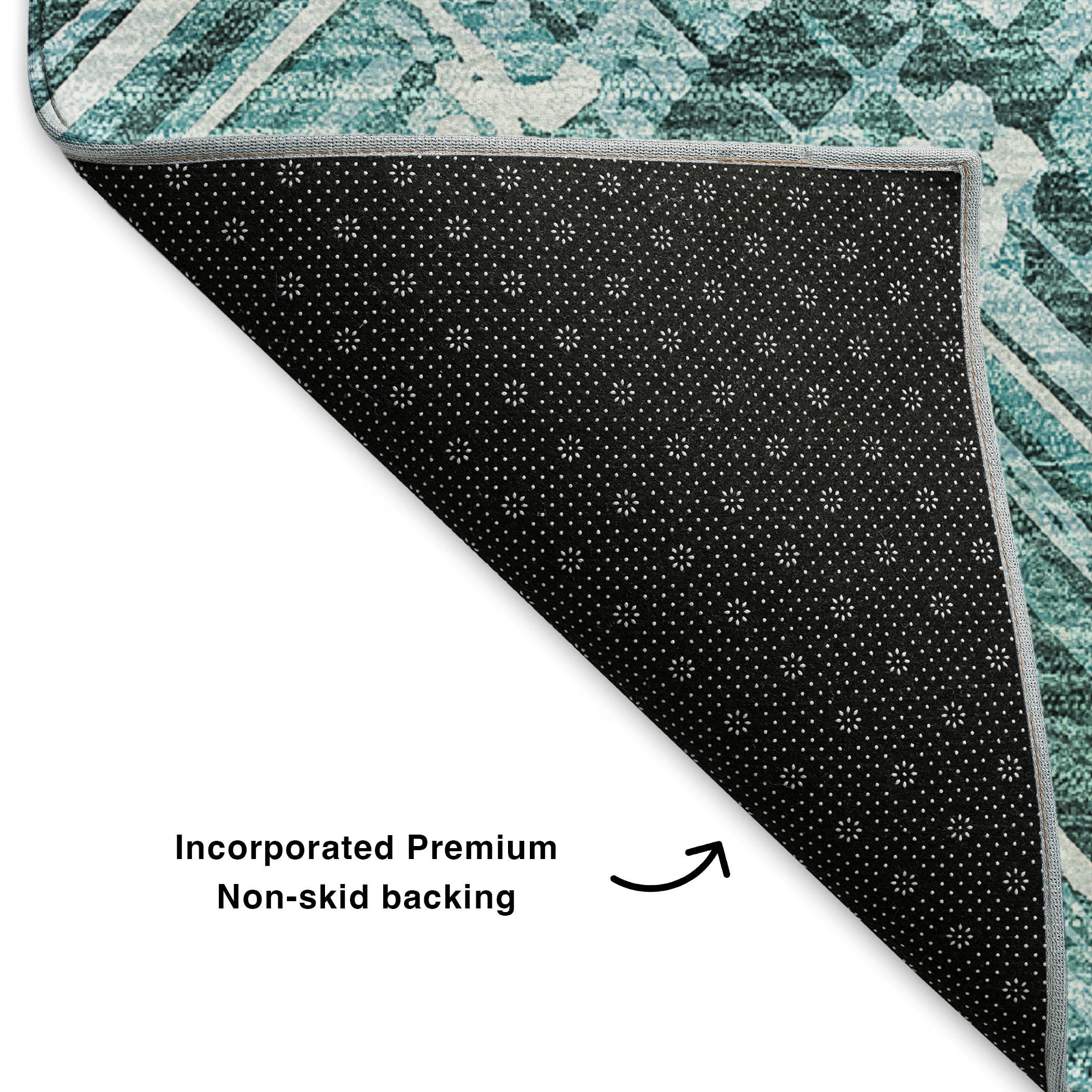 Istanbul Machine Washable Transitional Teal Rug 1'8" x 2'6" #shape_Rectangle