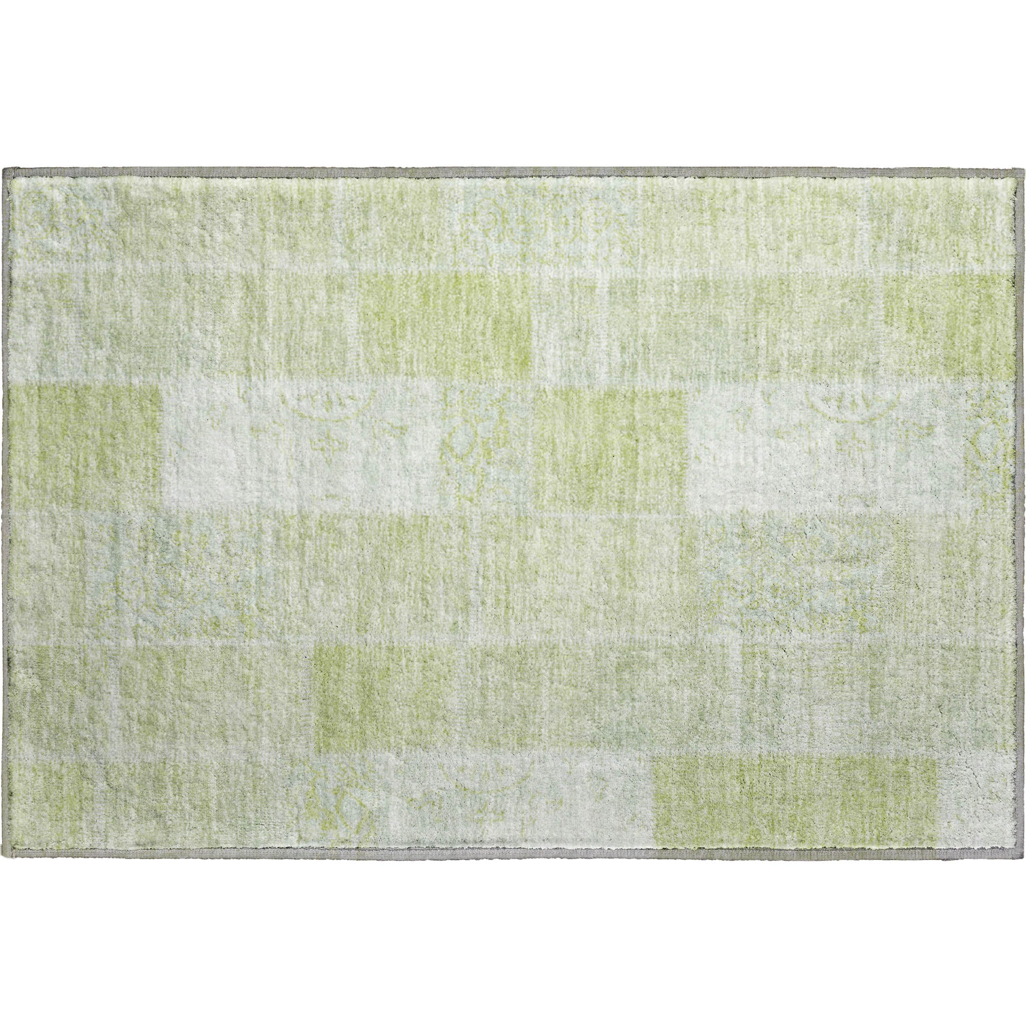 Lima Machine Washable Traditional Aloe Green Rug 1'8" x 2'6" #shape_Rectangle