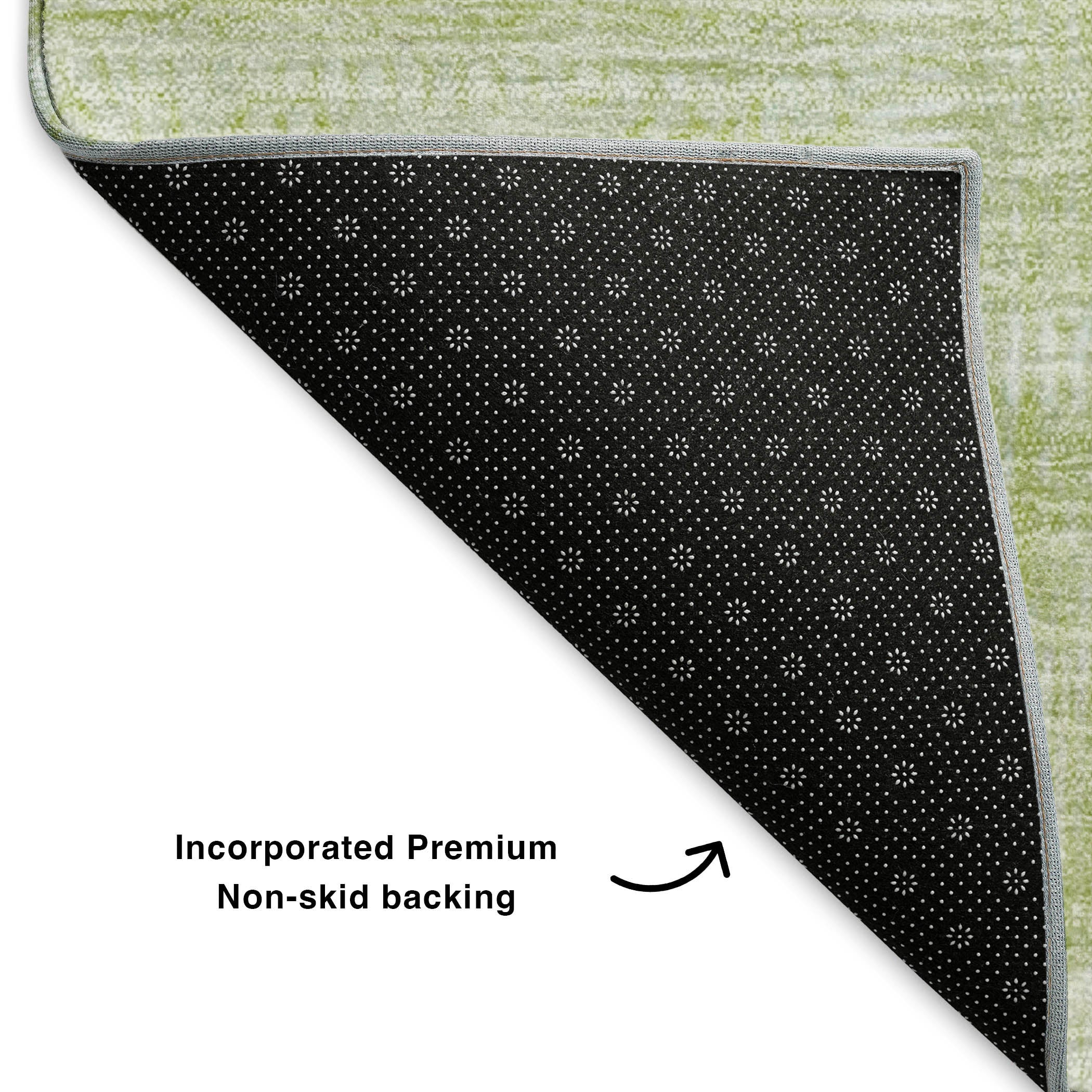 Lima Machine Washable Traditional Aloe Green Rug 1'8" x 2'6" #shape_Rectangle