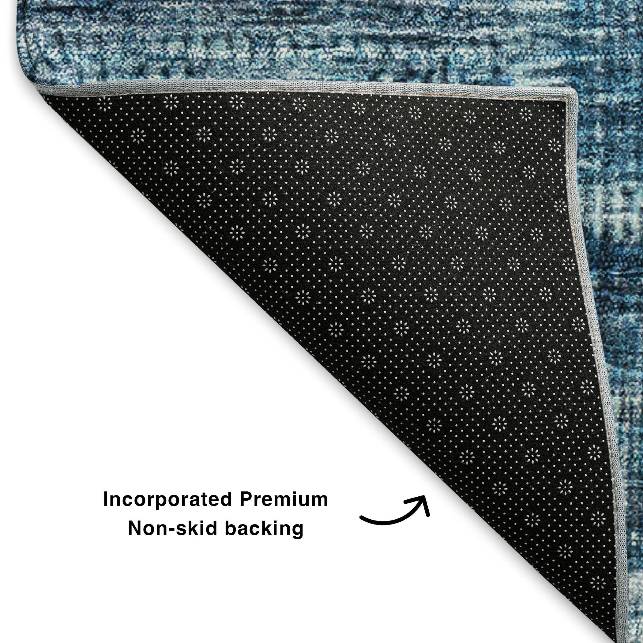 Lima Machine Washable Traditional Blue Rug 1'8" x 2'6" #shape_Rectangle