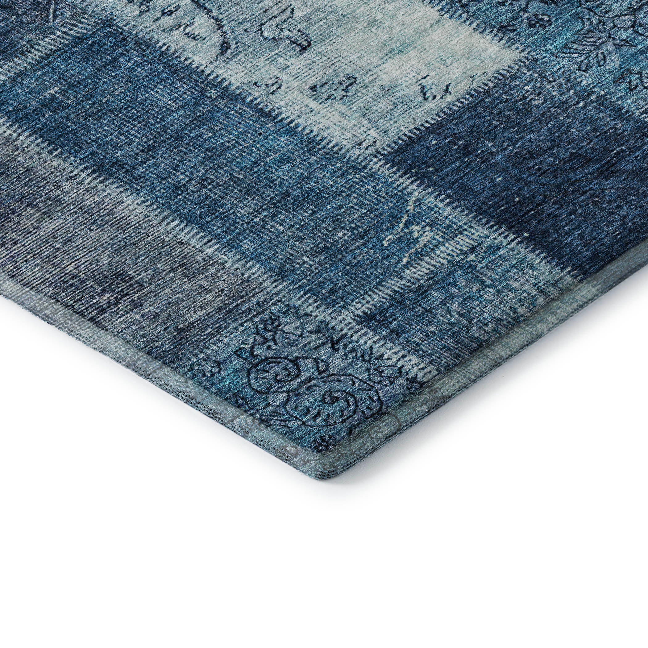 Lima Machine Washable Traditional Blue Rug 1'8" x 2'6" #shape_Rectangle