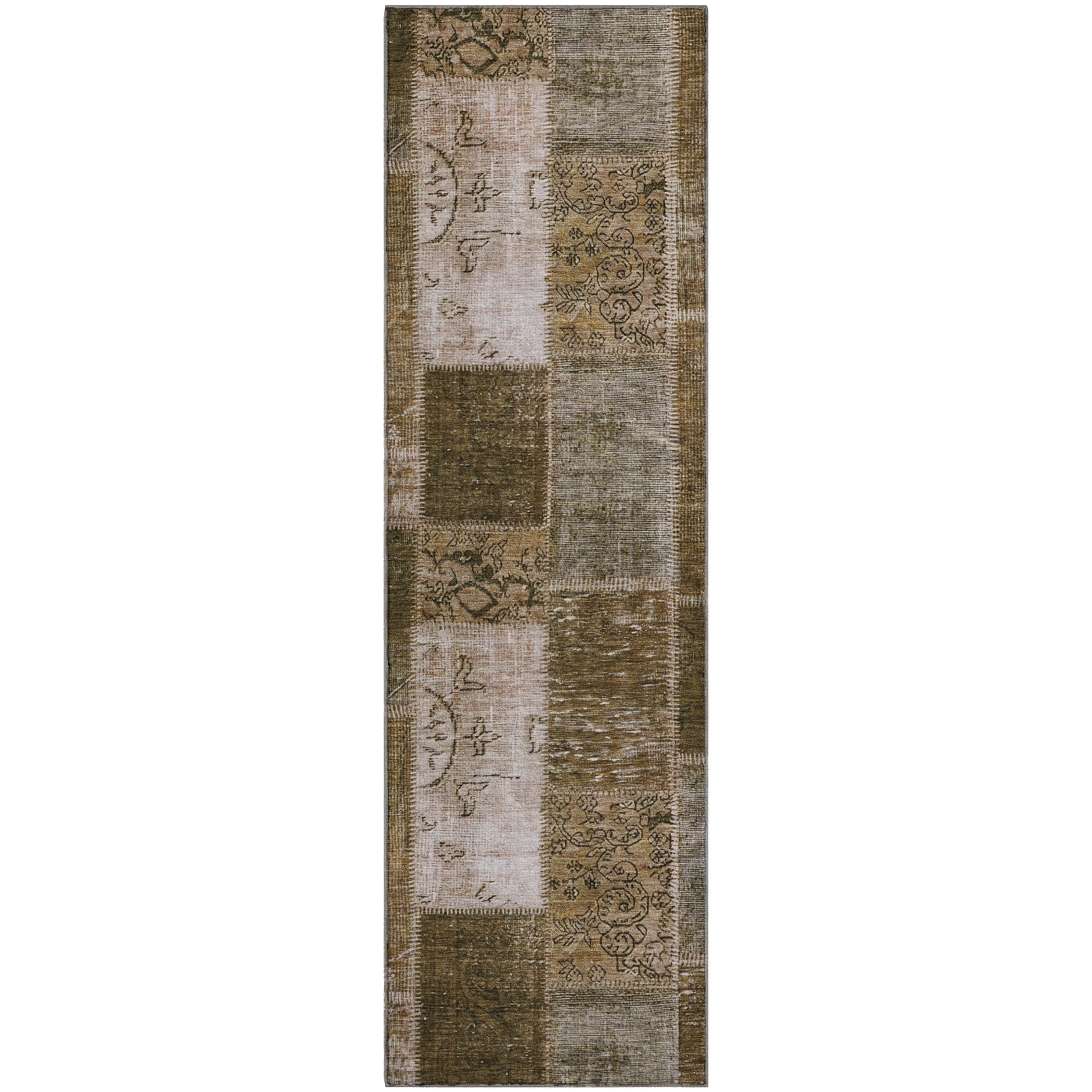 Lima Machine Washable Traditional Brown Rug 2'3" x 7'6" #shape_Runner