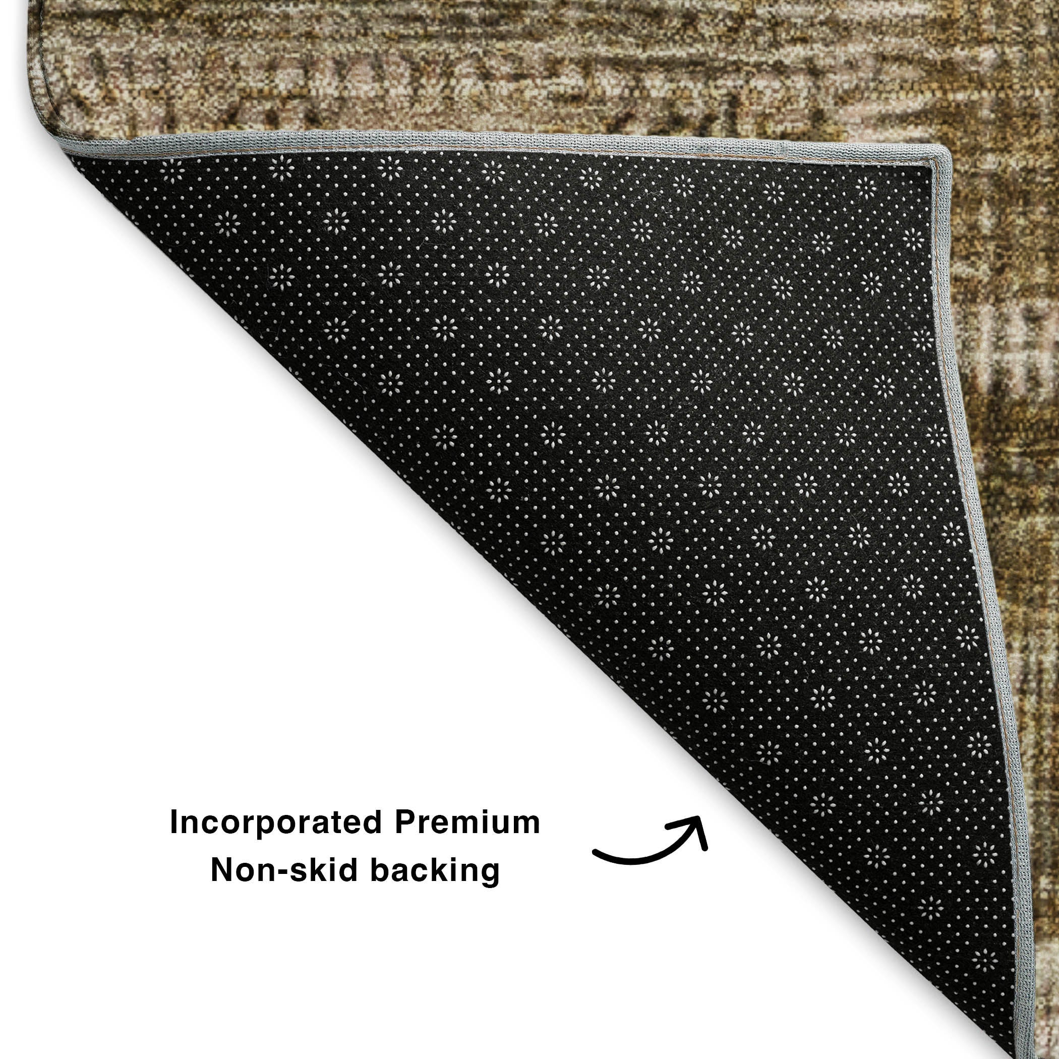 Lima Machine Washable Traditional Brown Rug 1'8" x 2'6" #shape_Rectangle