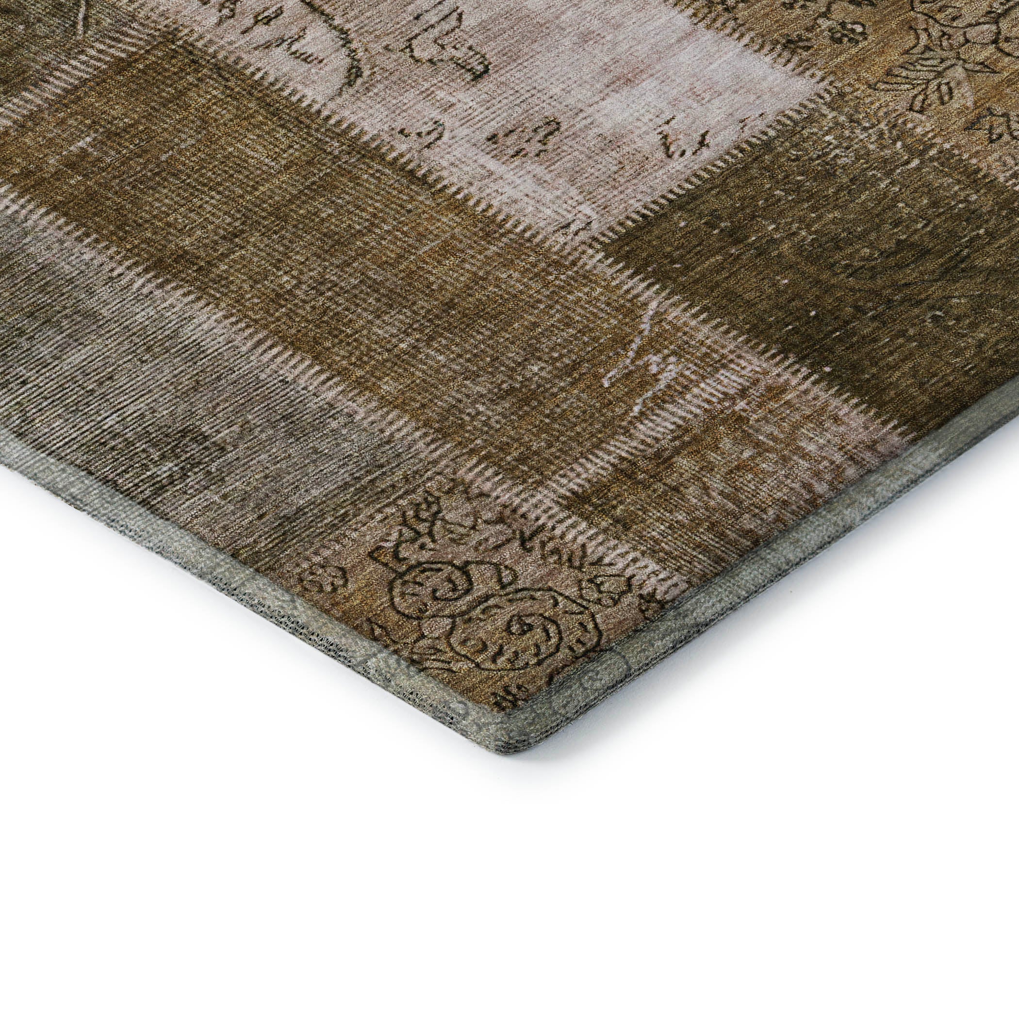 Lima Machine Washable Traditional Brown Rug 1'8" x 2'6" #shape_Rectangle