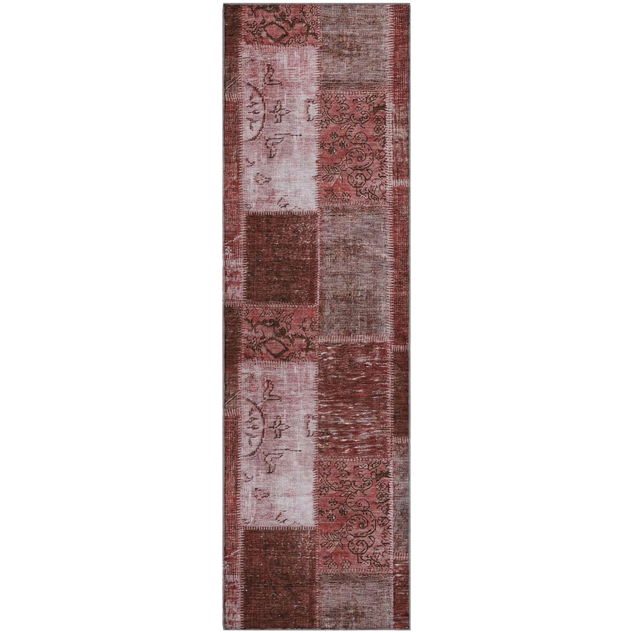 Lima Machine Washable Traditional Burgundy Red Rug 2'3" x 7'6" #shape_Runner