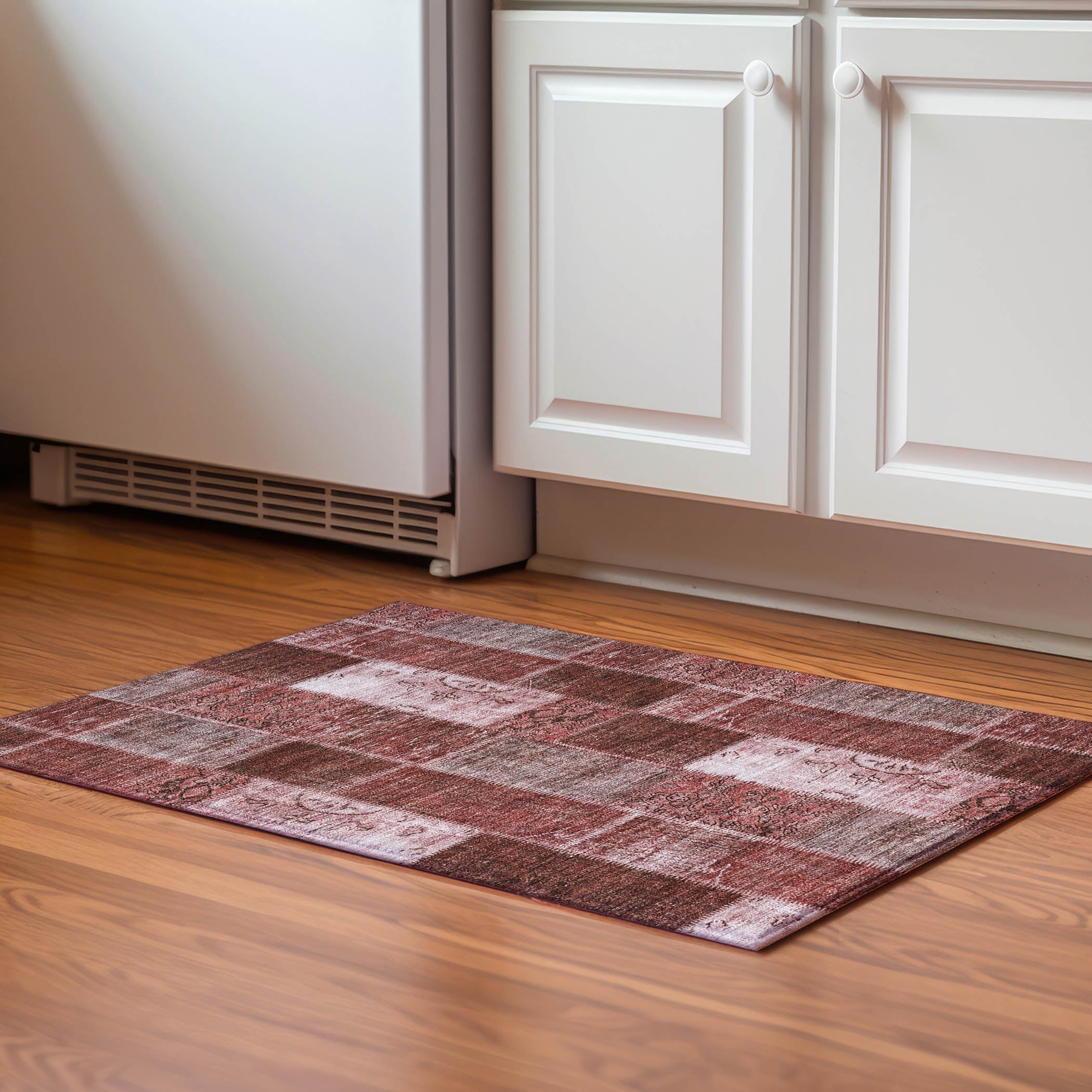 Lima Machine Washable Traditional Burgundy Red Rug 1'8" x 2'6" #shape_Rectangle