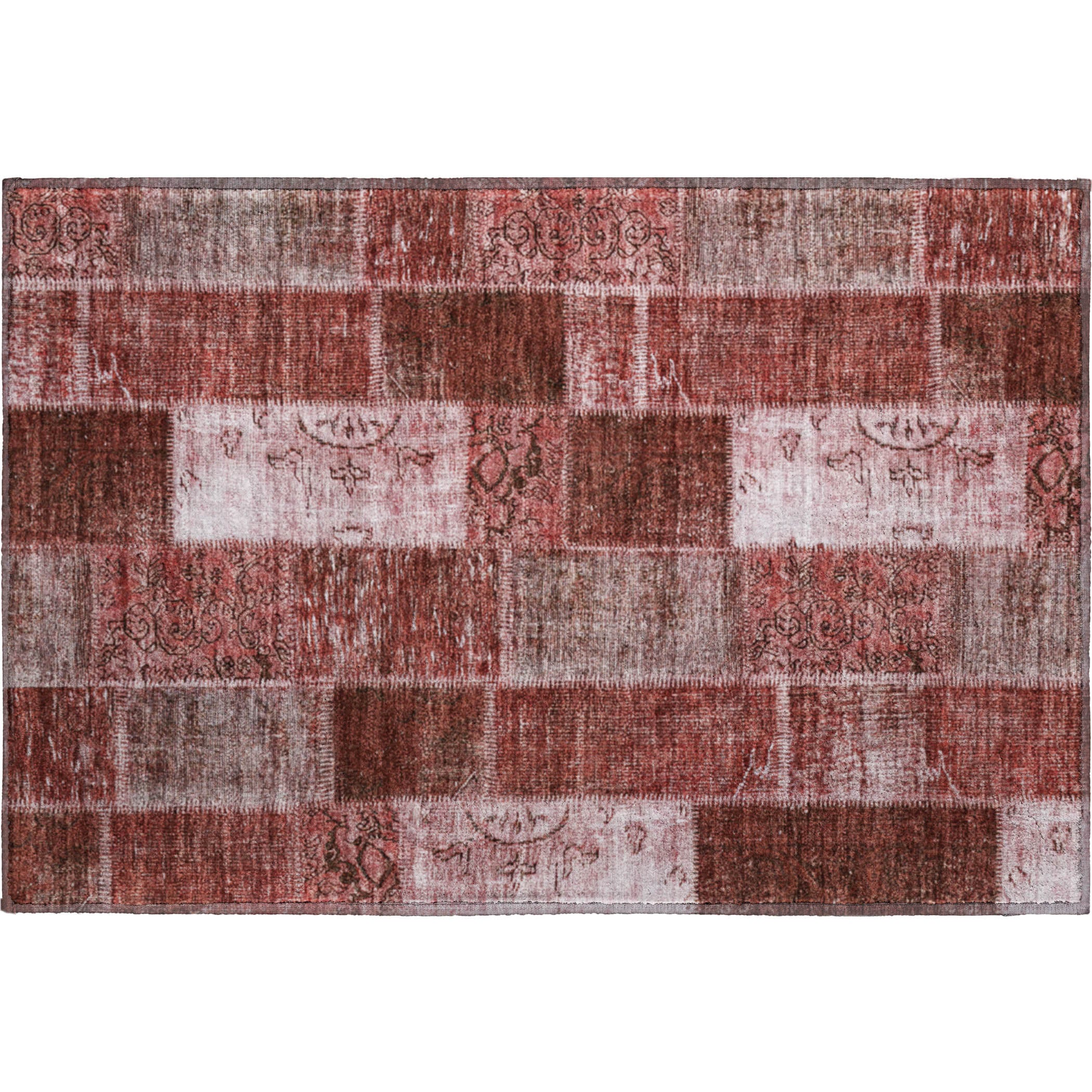 Lima Machine Washable Traditional Burgundy Red Rug 1'8" x 2'6" #shape_Rectangle