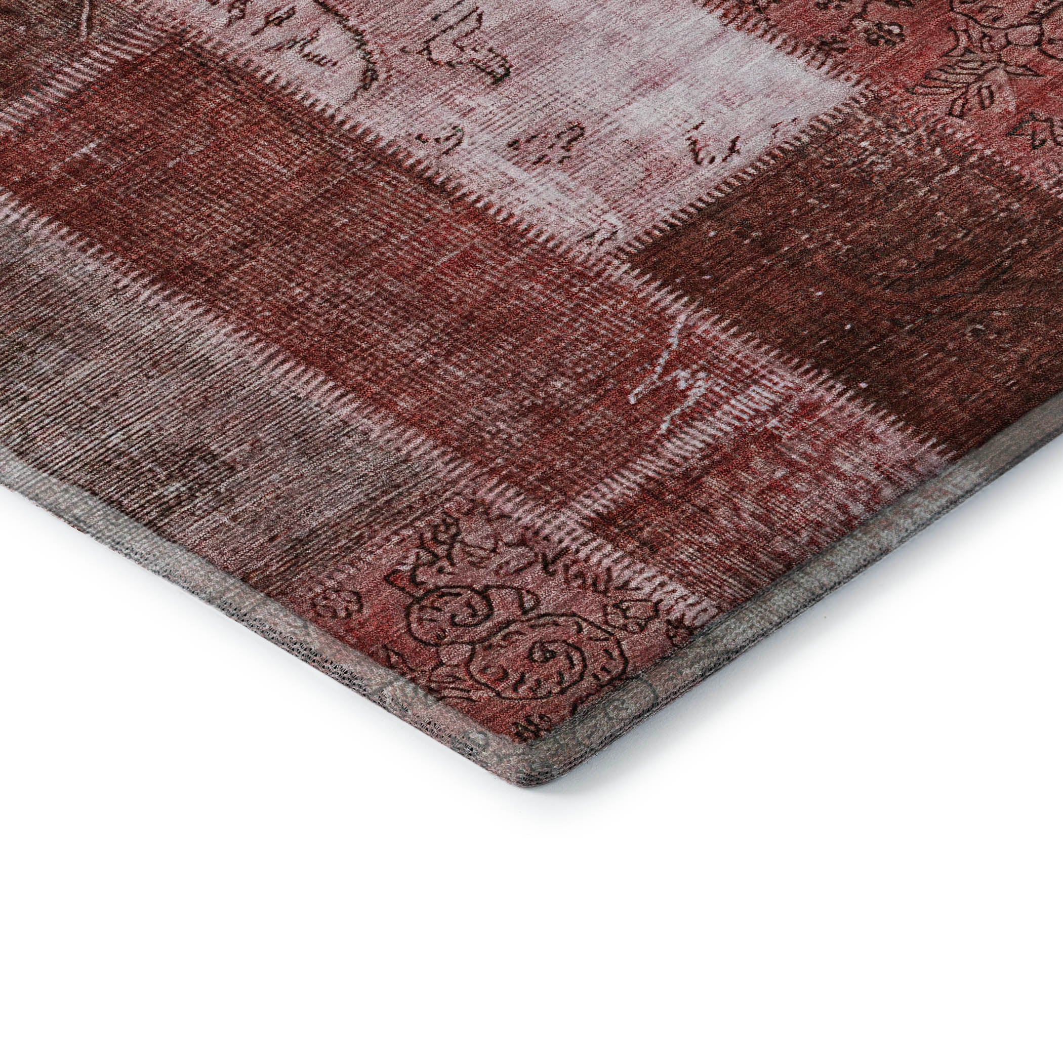 Lima Machine Washable Traditional Burgundy Red Rug 1'8" x 2'6" #shape_Rectangle