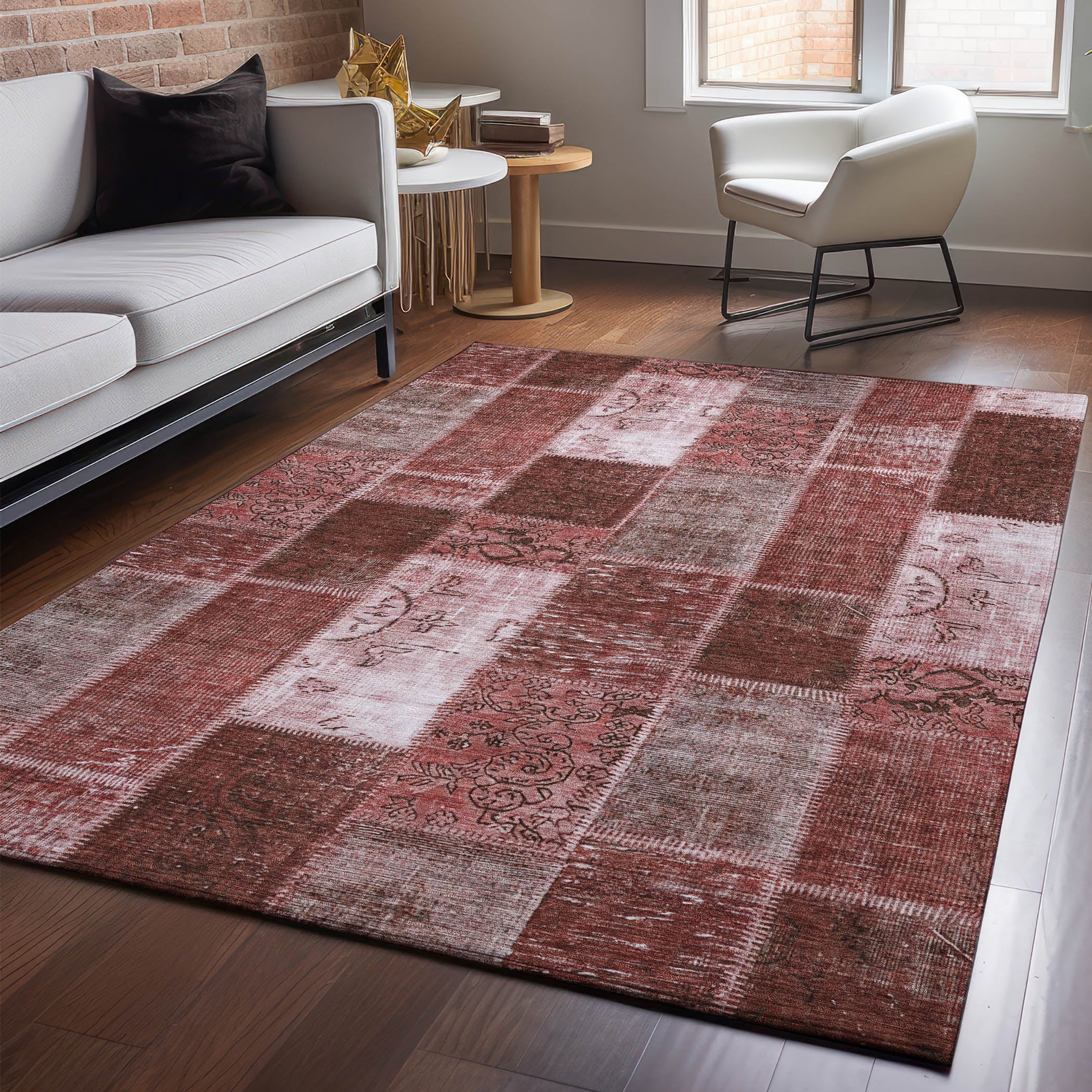 Lima Machine Washable Traditional Burgundy Red Rug 2'6" x 3'10" #shape_Rectangle