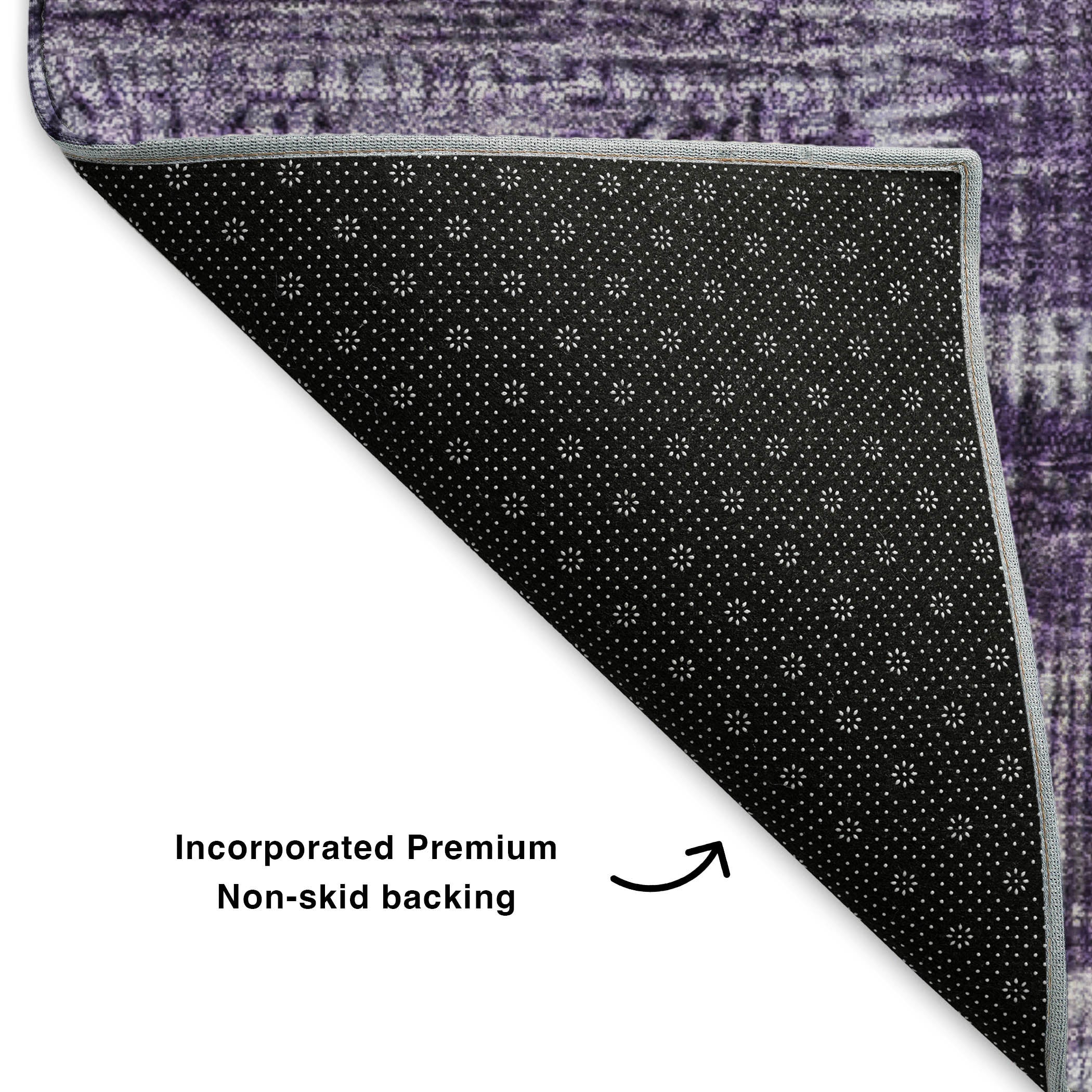 Lima Machine Washable Traditional Purple Rug 1'8" x 2'6" #shape_Rectangle