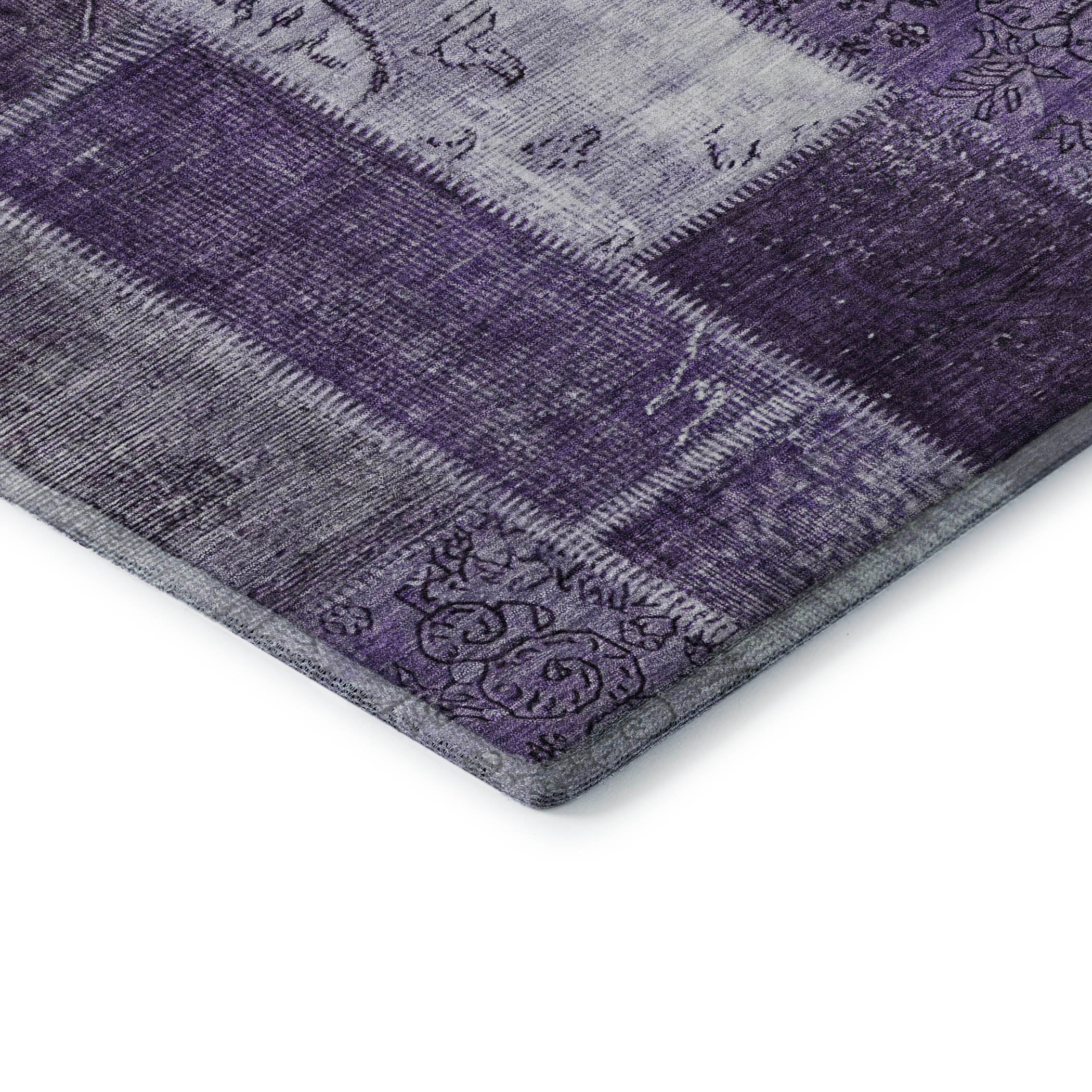 Lima Machine Washable Traditional Purple Rug 1'8" x 2'6" #shape_Rectangle
