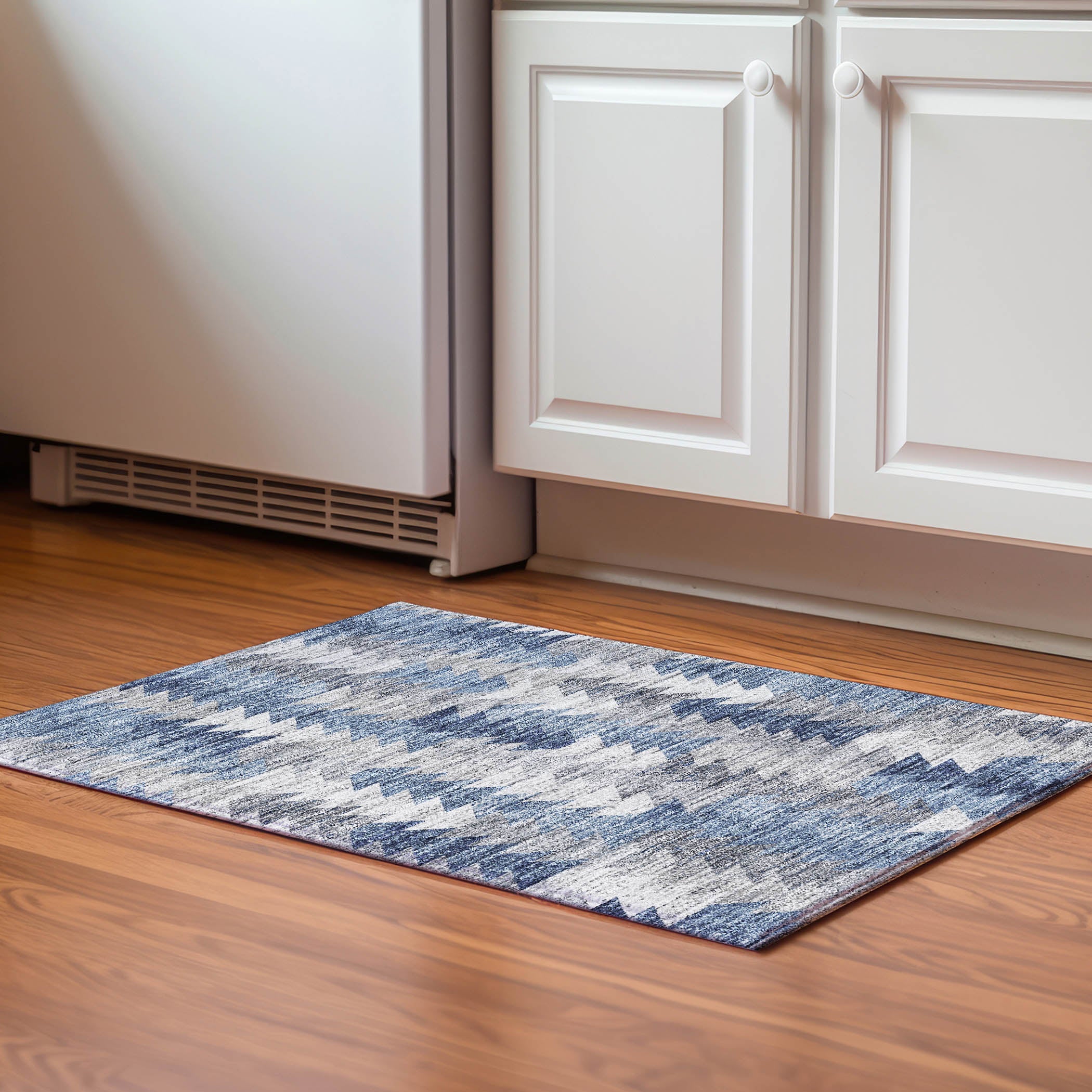 Luang Prabang Machine Washable Transitional Blue Rug 1'8" x 2'6" #shape_Rectangle