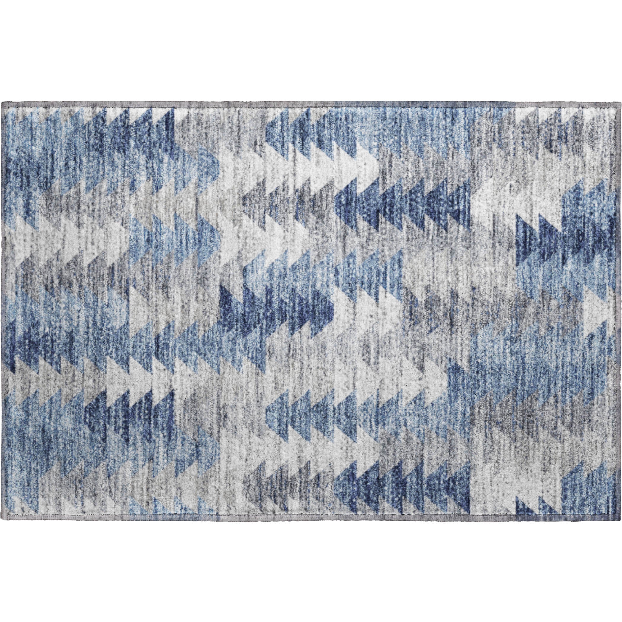 Luang Prabang Machine Washable Transitional Blue Rug 1'8" x 2'6" #shape_Rectangle