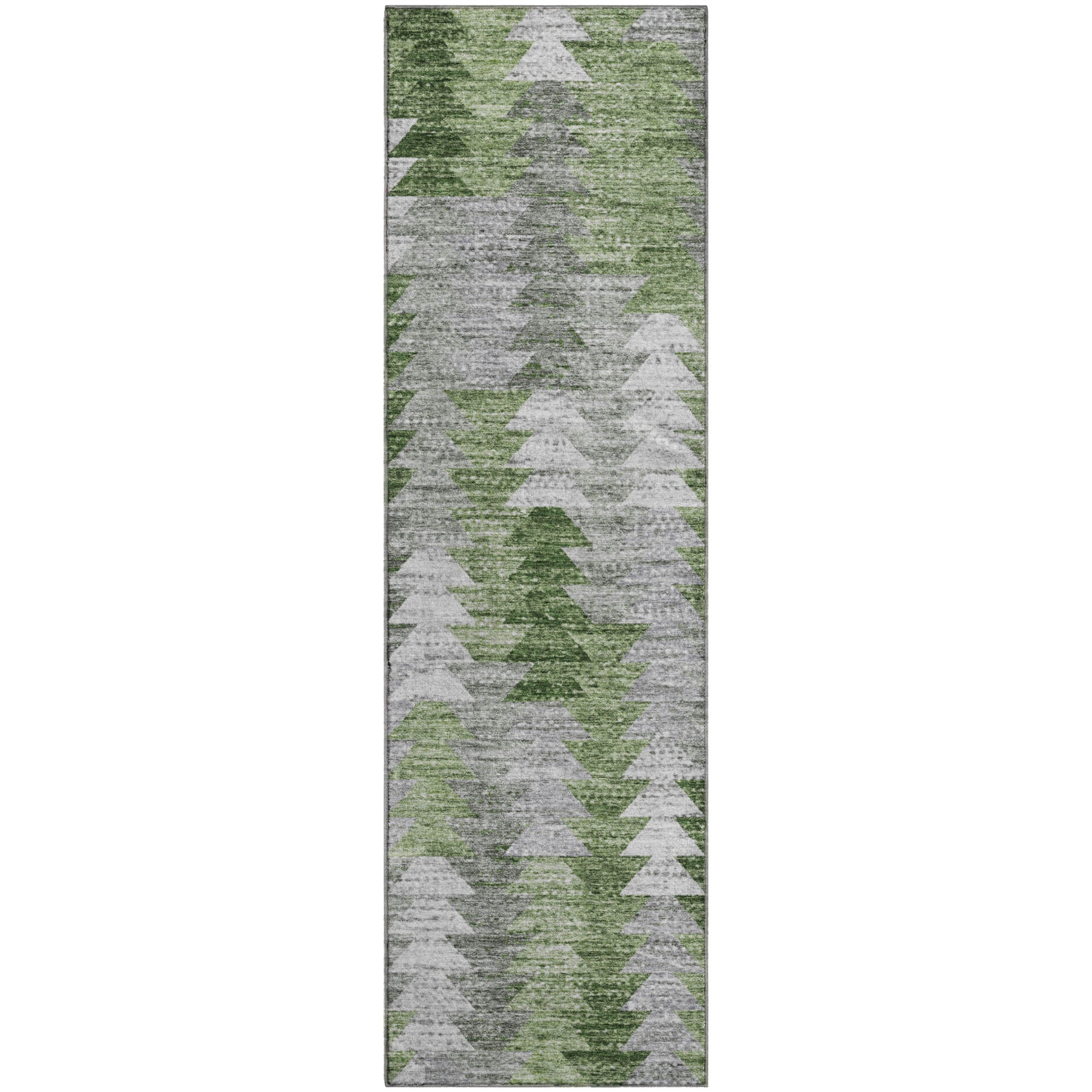 Luang Prabang Machine Washable Transitional Green Rug 2'3" x 7'6" #shape_Runner
