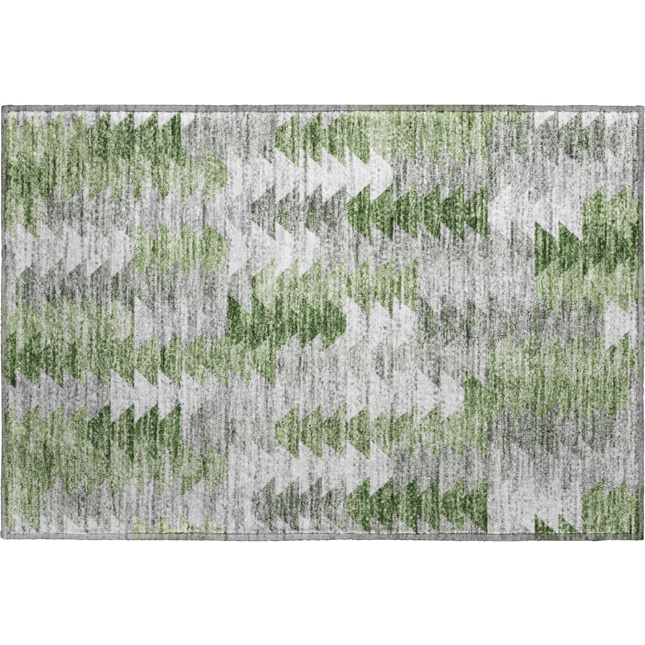 Luang Prabang Machine Washable Transitional Green Rug 1'8" x 2'6" #shape_Rectangle