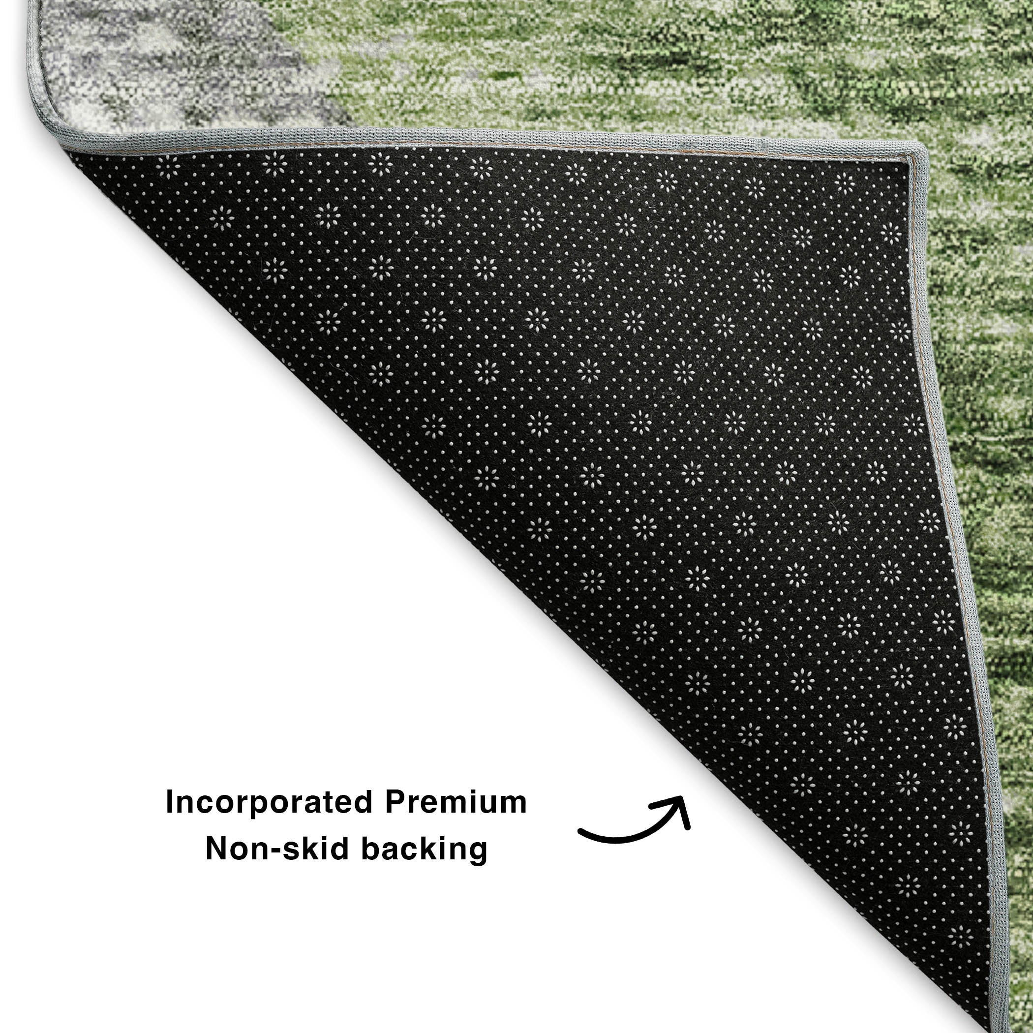 Luang Prabang Machine Washable Transitional Green Rug 1'8" x 2'6" #shape_Rectangle