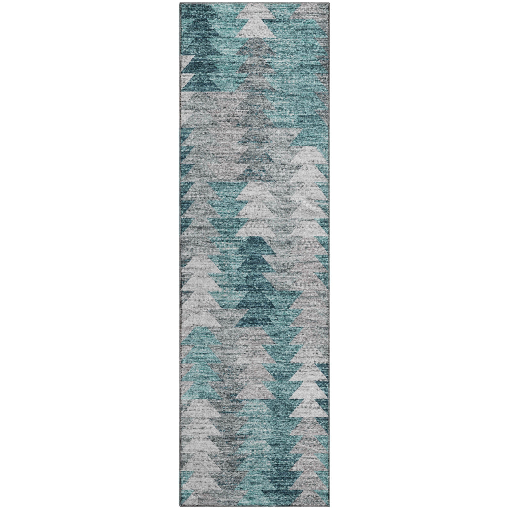 Luang Prabang Machine Washable Transitional Teal Rug 2'3" x 7'6" #shape_Runner