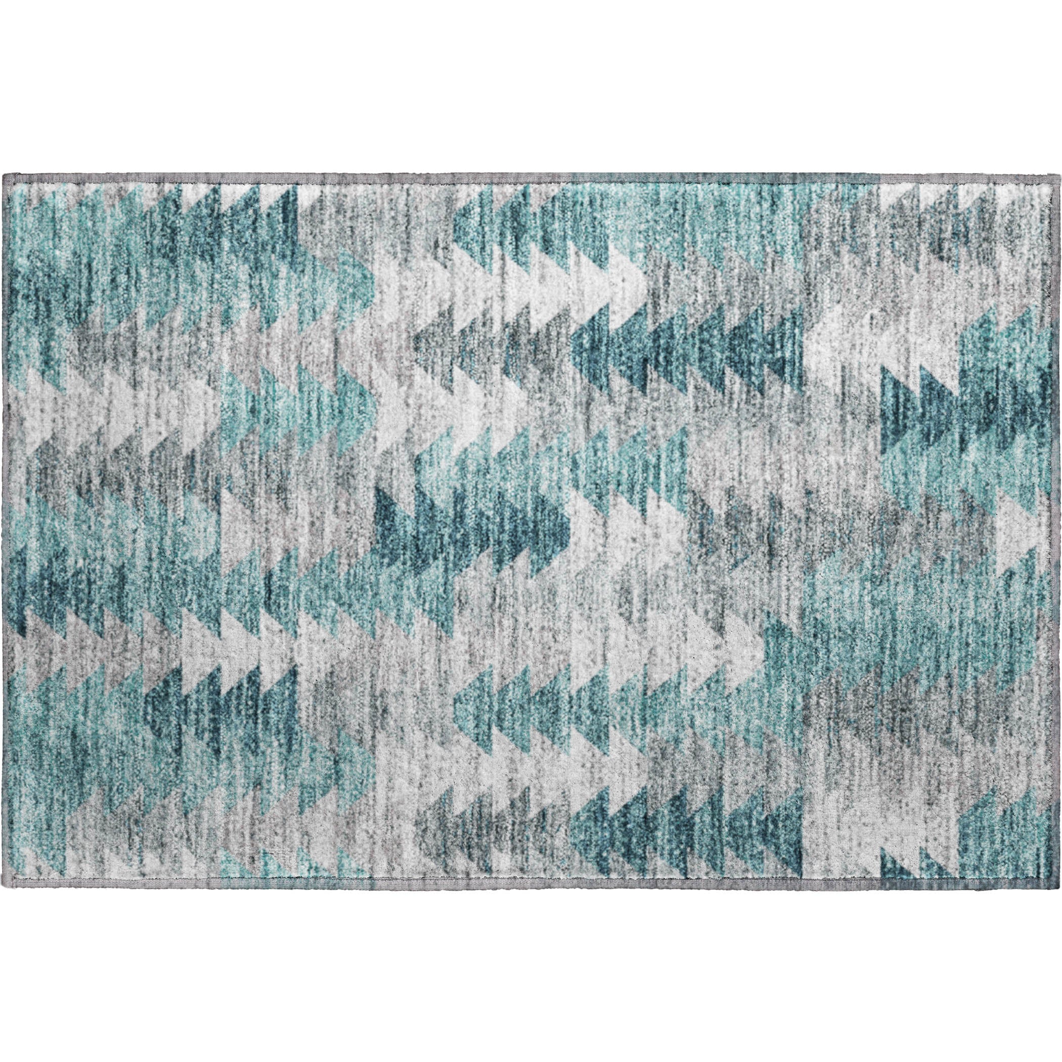 Luang Prabang Machine Washable Transitional Teal Rug 1'8" x 2'6" #shape_Rectangle