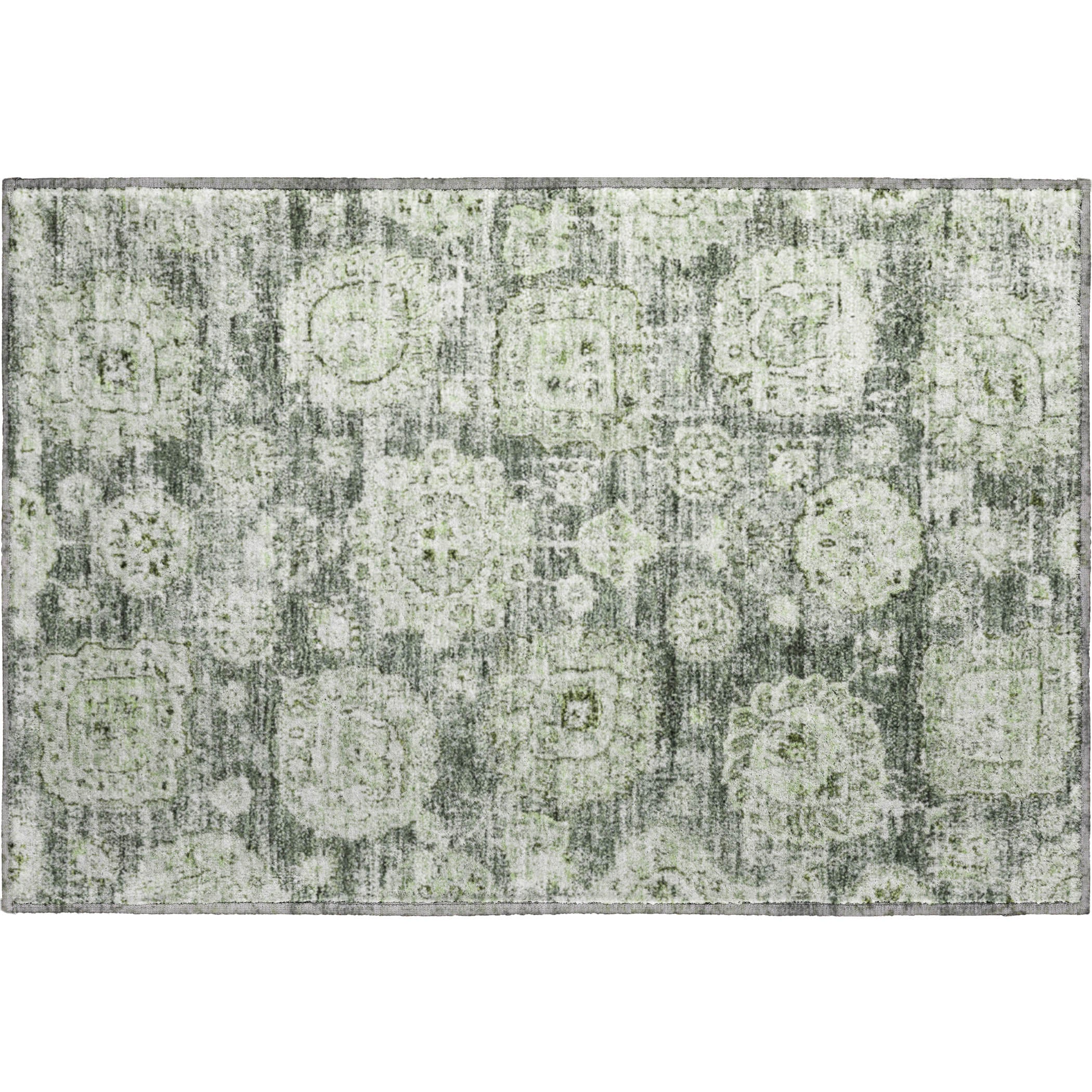 Rome Machine Washable Transitional Aloe Green Rug 1'8" x 2'6" #shape_Rectangle