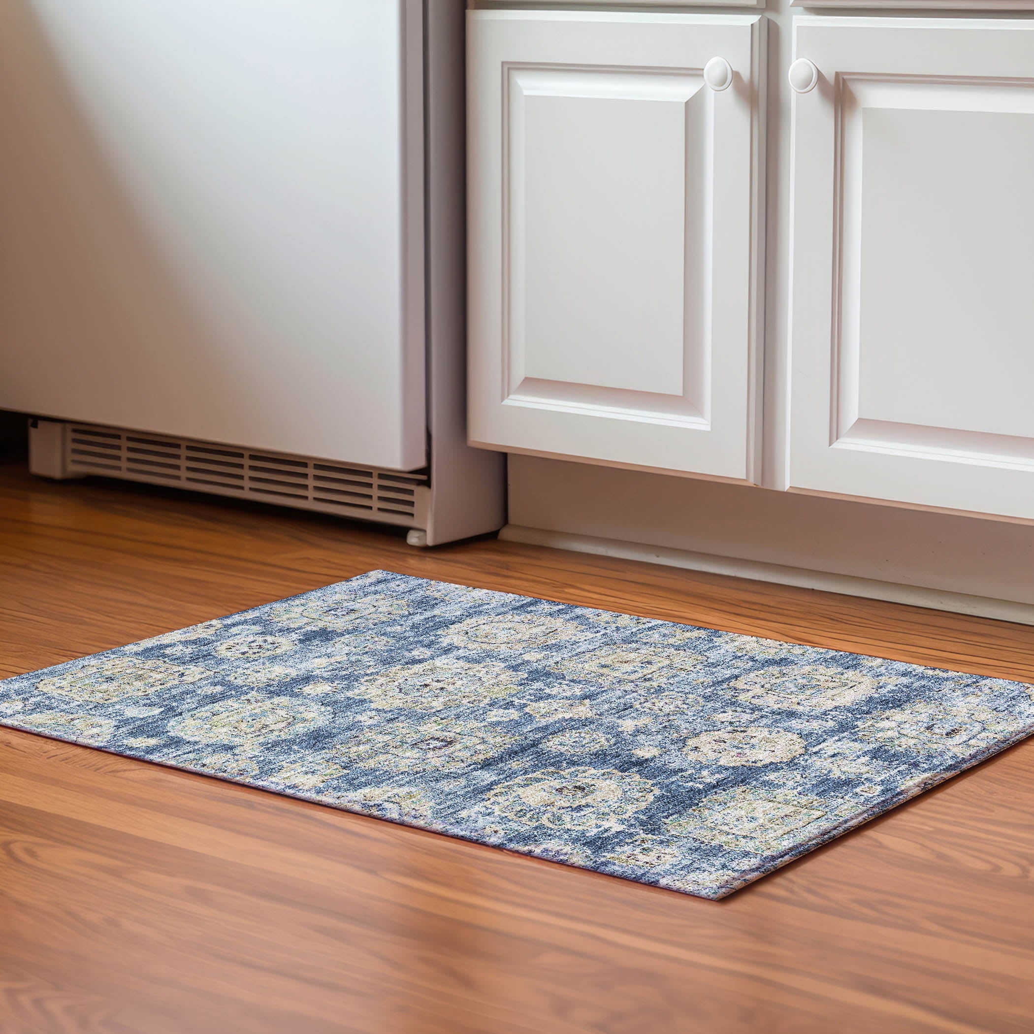 Rome Machine Washable Transitional Blue Rug 1'8" x 2'6" #shape_Rectangle