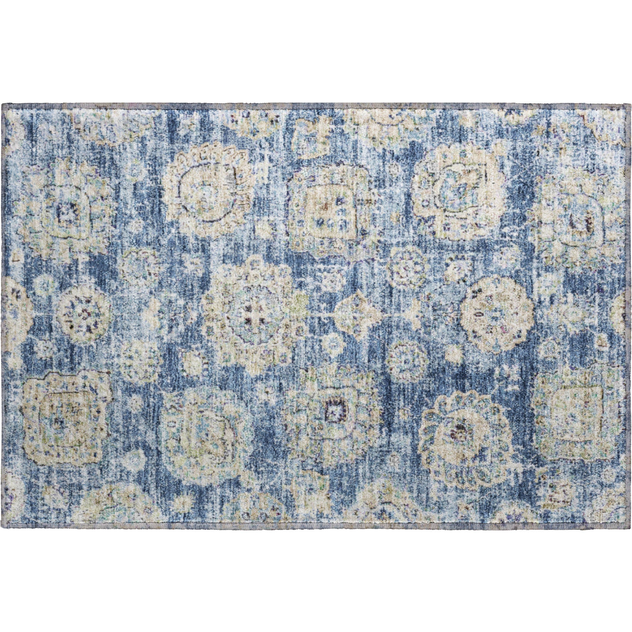Rome Machine Washable Transitional Blue Rug 1'8" x 2'6" #shape_Rectangle