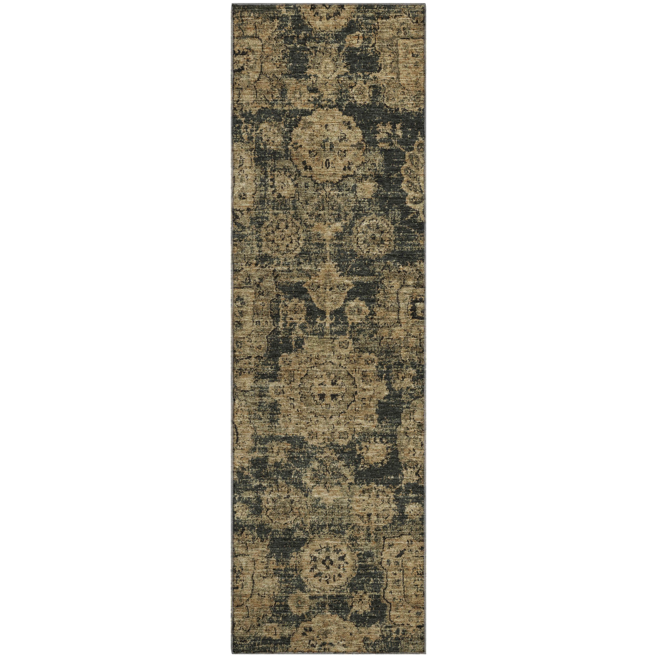 Rome Machine Washable Transitional Charcoal Gray Rug 2'3" x 7'6" #shape_Runner