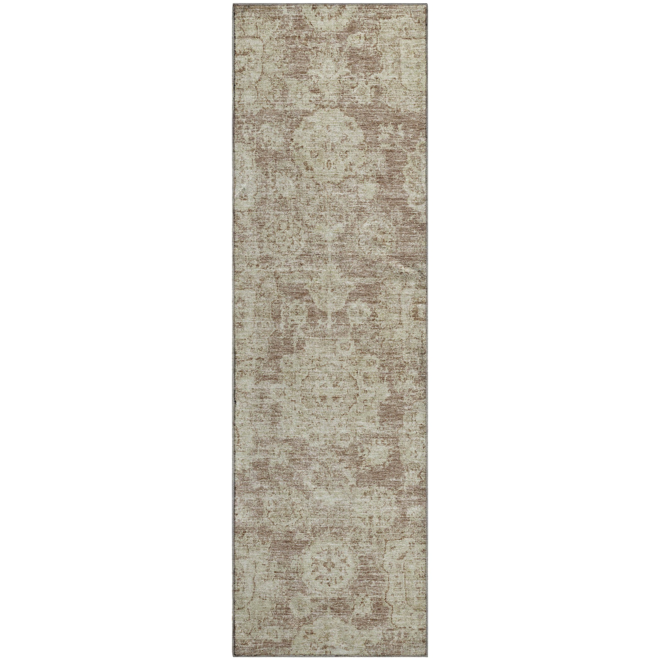Rome Machine Washable Transitional Mocha Brown Rug 2'3" x 7'6" #shape_Runner