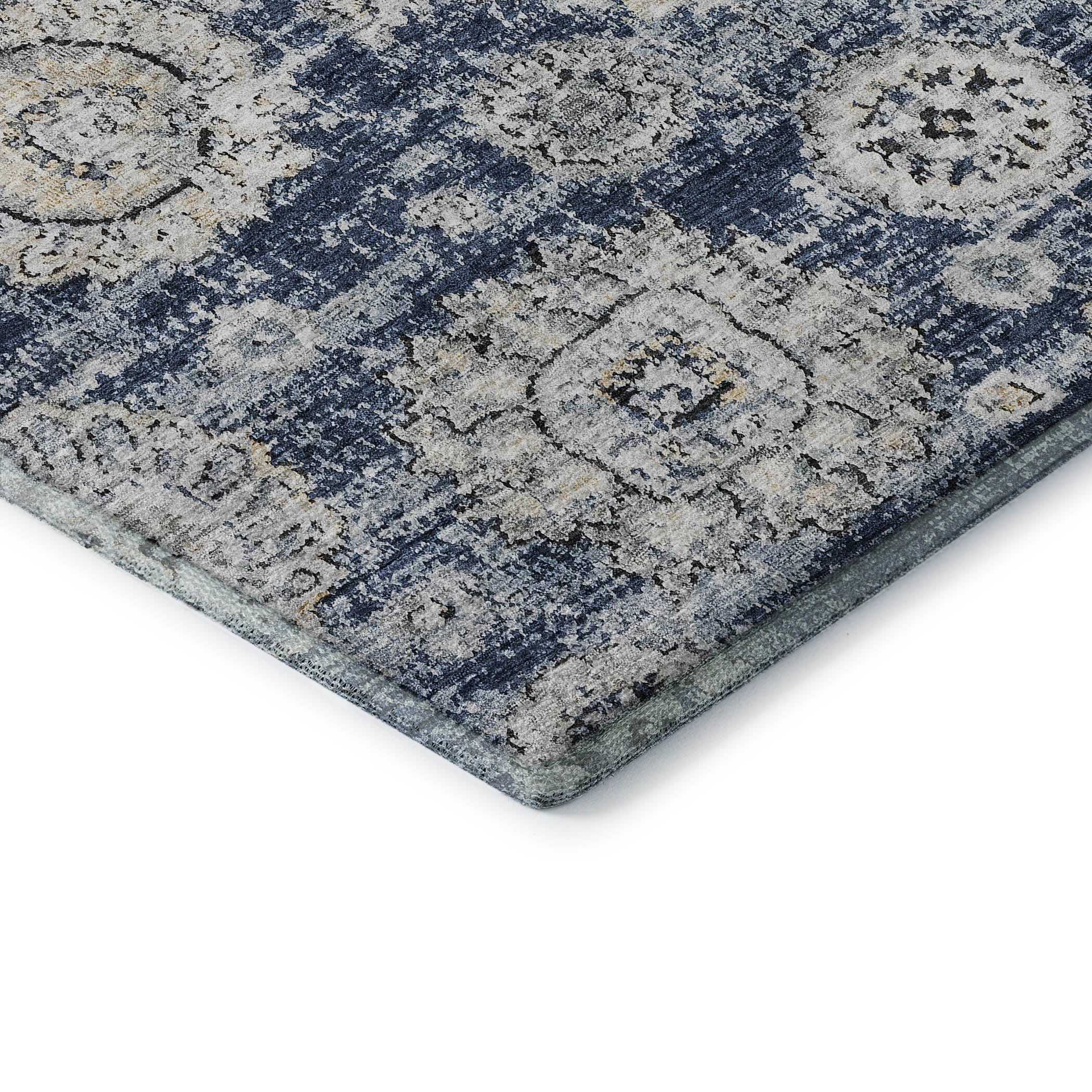 Rome Machine Washable Transitional Navy Blue Rug 1'8" x 2'6" #shape_Rectangle