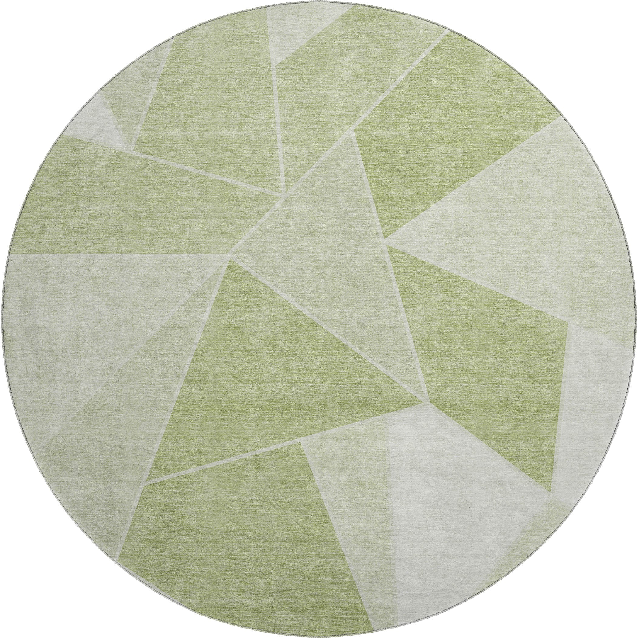 Mdina Machine Washable Transitional Aloe Green Rug 8' x 8' #shape_Round