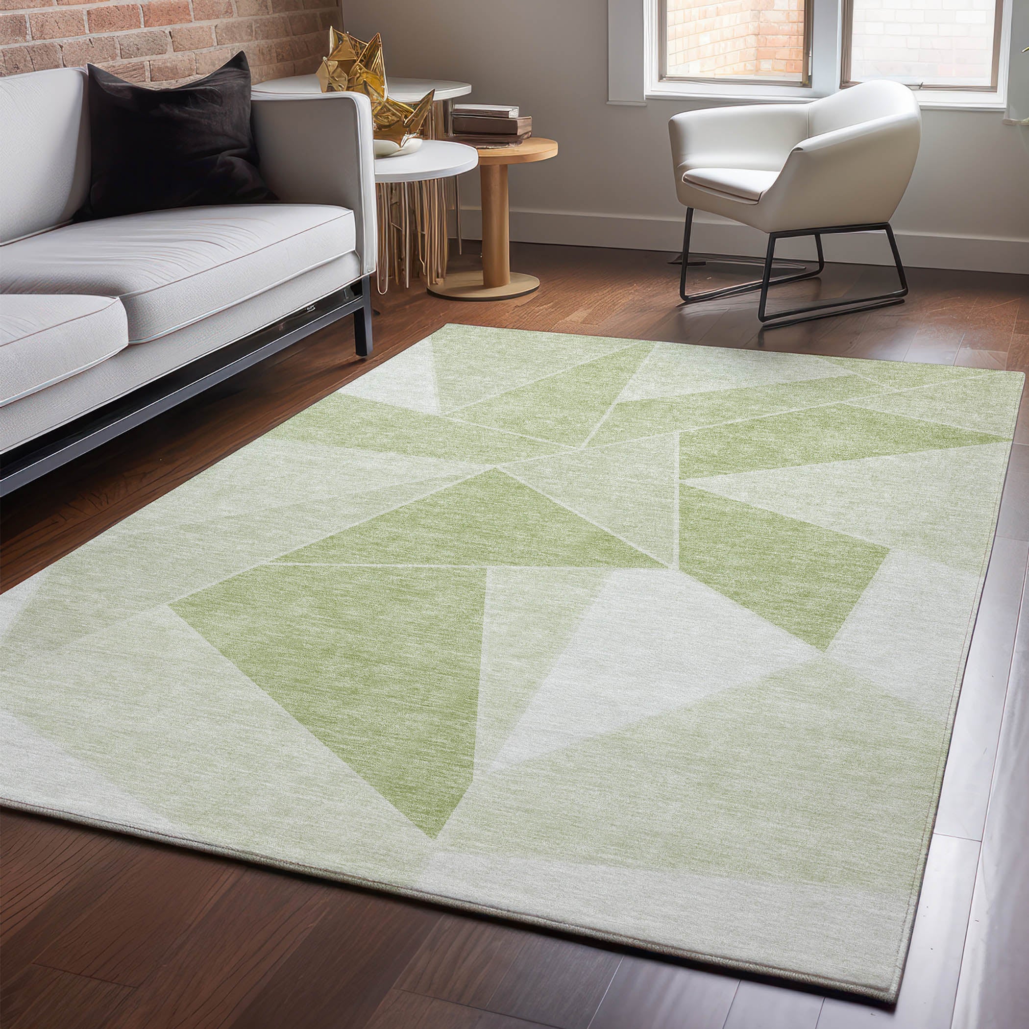 Mdina Machine Washable Transitional Aloe Green Rug 2'6" x 3'10" #shape_Rectangle