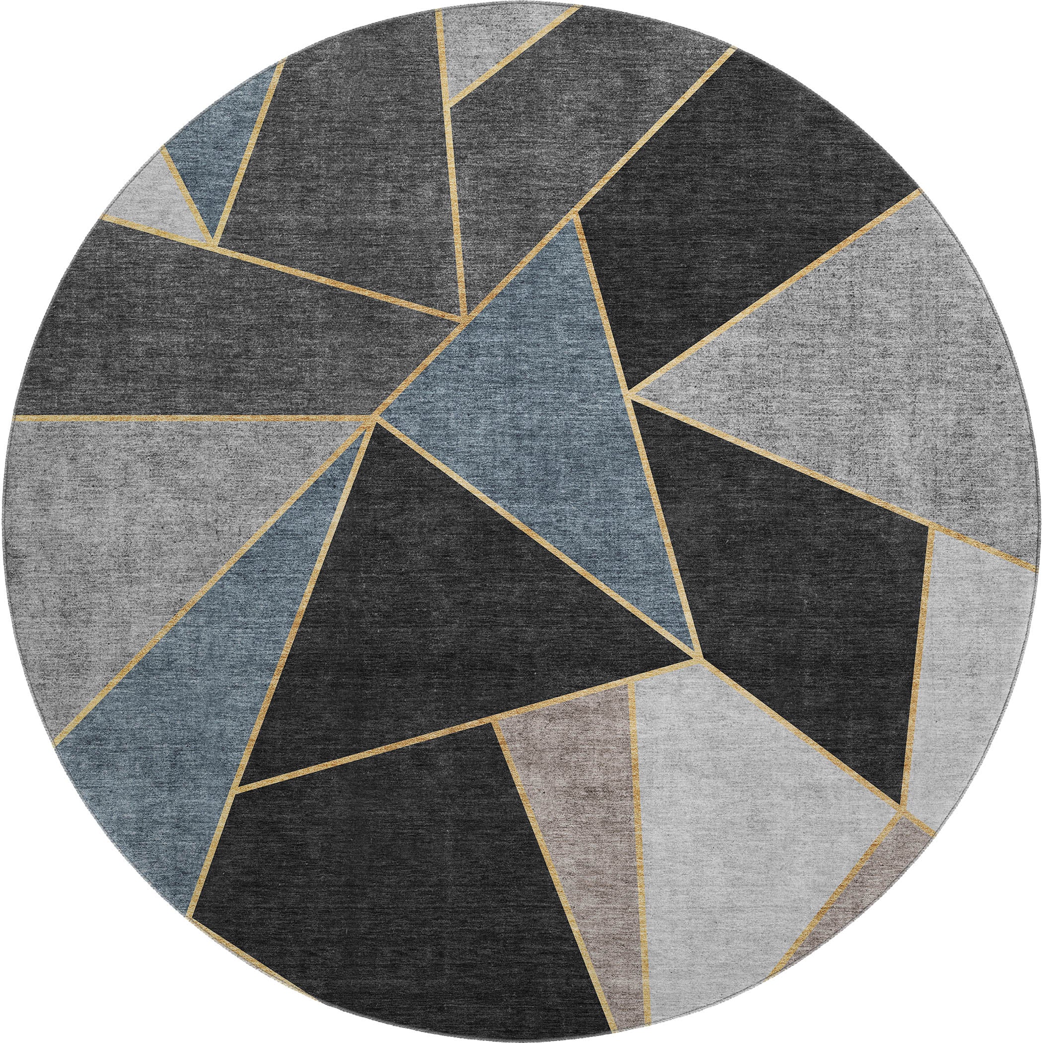 Mdina Machine Washable Transitional Blue Rug 8' x 8' #shape_Round