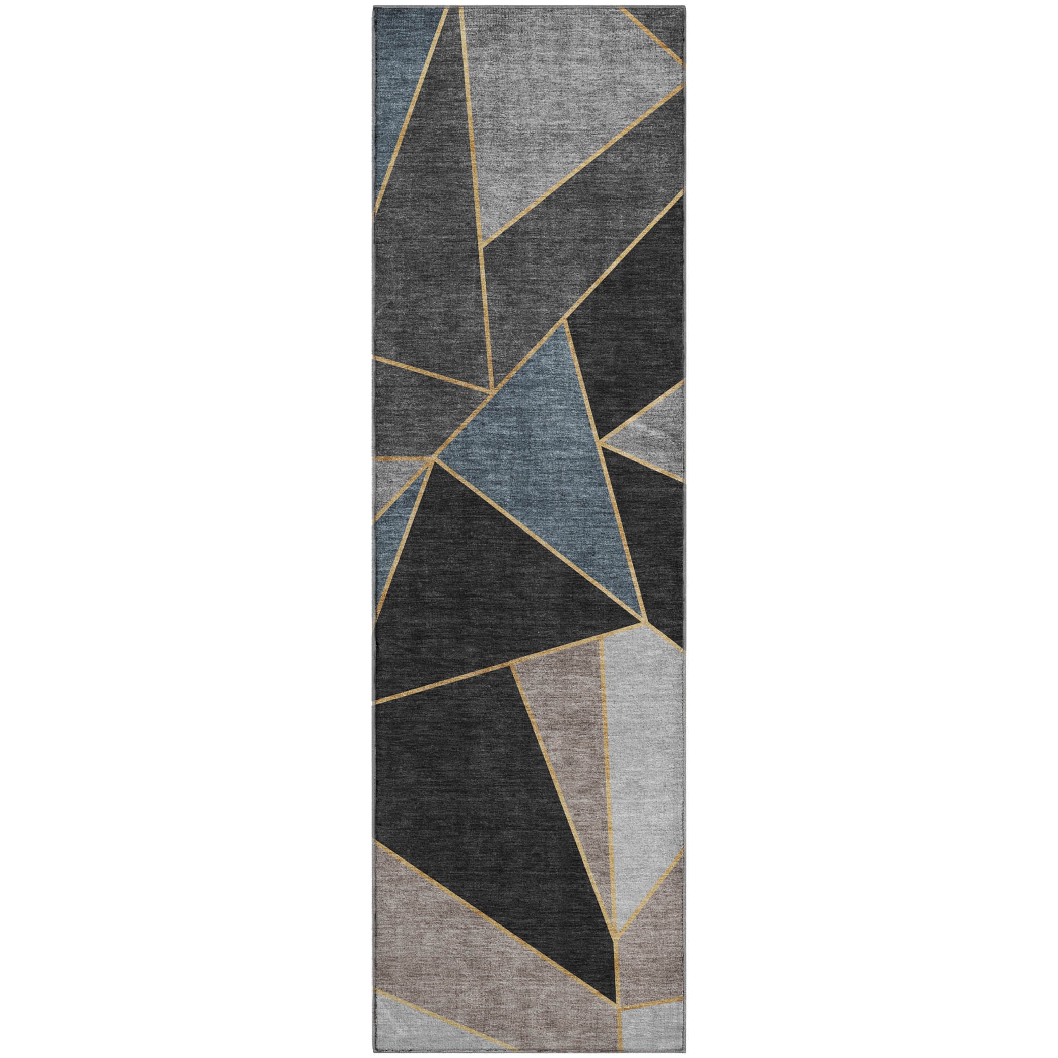 Mdina Machine Washable Transitional Blue Rug 2'3" x 7'6" #shape_Runner