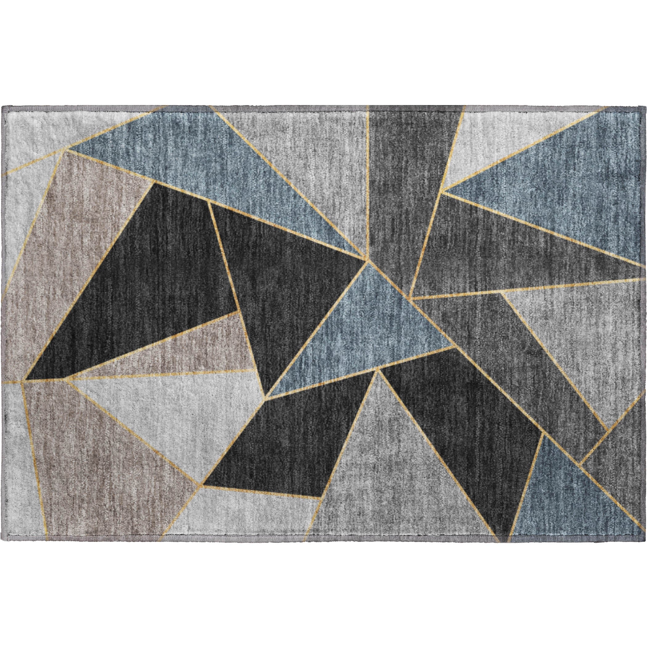 Mdina Machine Washable Transitional Blue Rug 1'8" x 2'6" #shape_Rectangle