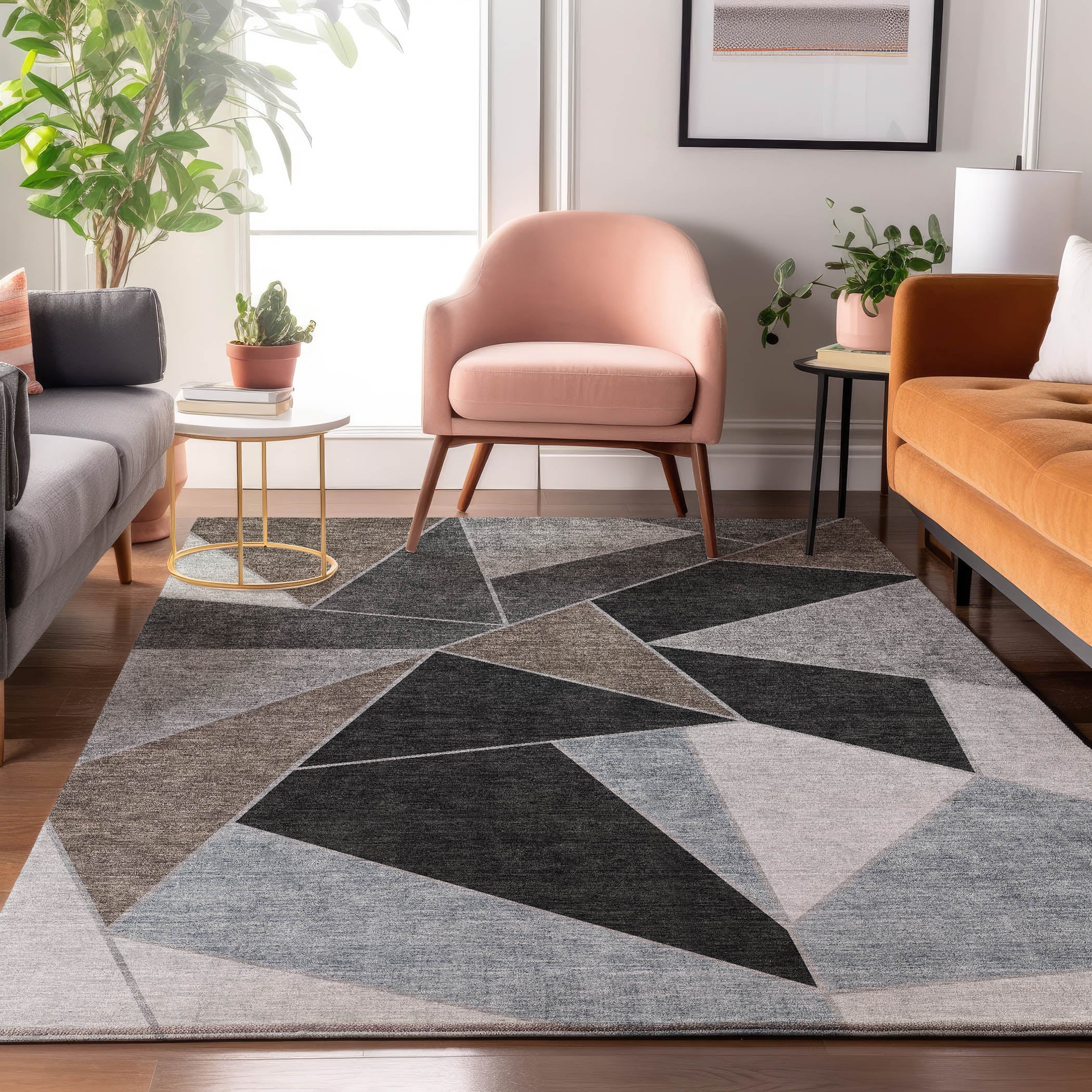 Mdina Machine Washable Transitional Chocolate Brown Rug 2'6" x 3'10" #shape_Rectangle
