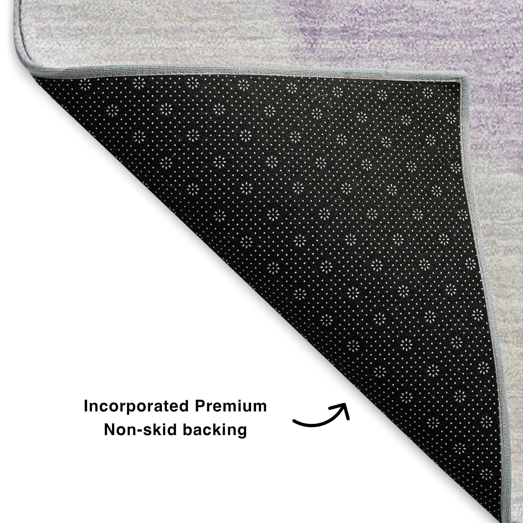 Mdina Machine Washable Transitional Lilac Purple Rug 1'8" x 2'6" #shape_Rectangle