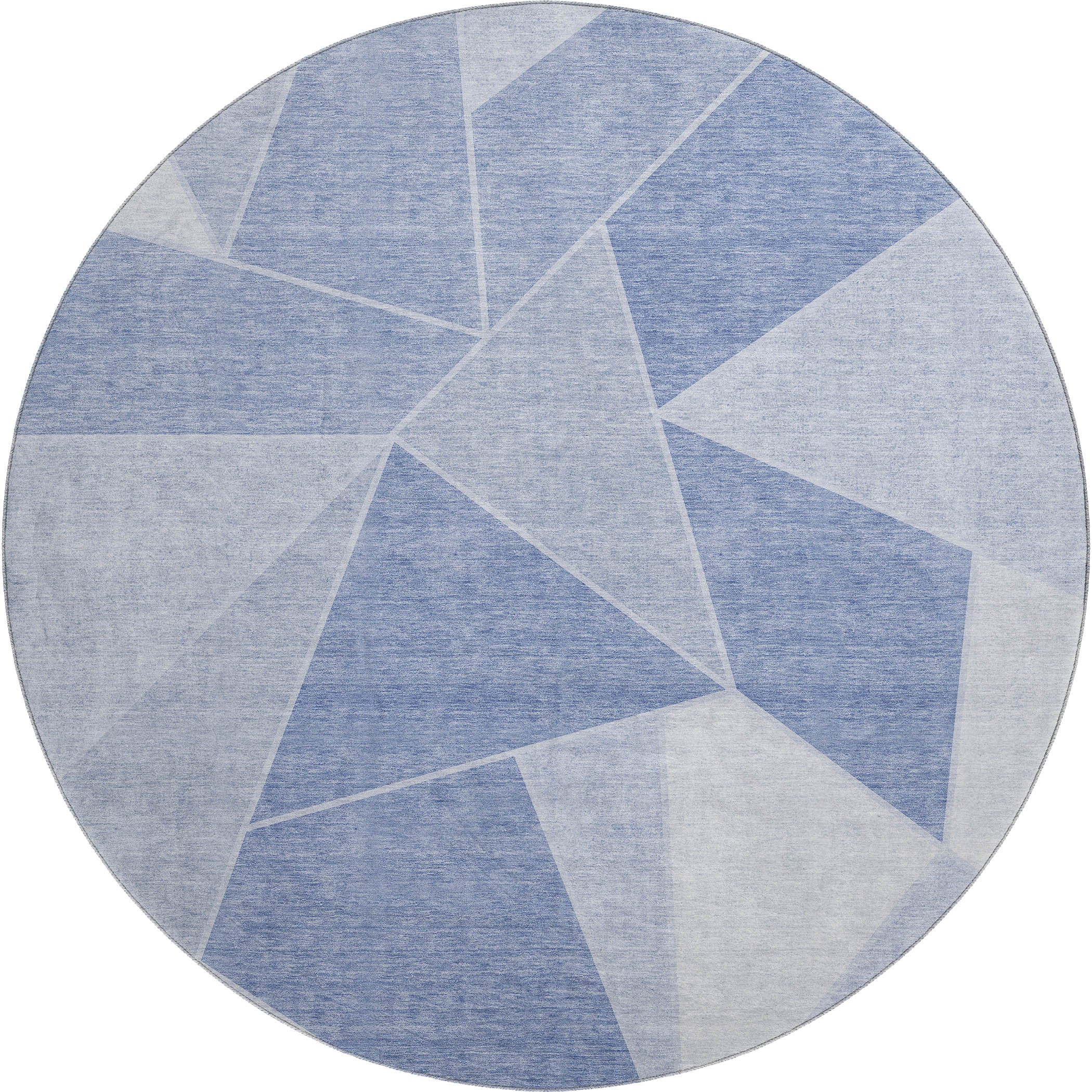 Mdina Machine Washable Transitional Sky Blue Rug 8' x 8' #shape_Round